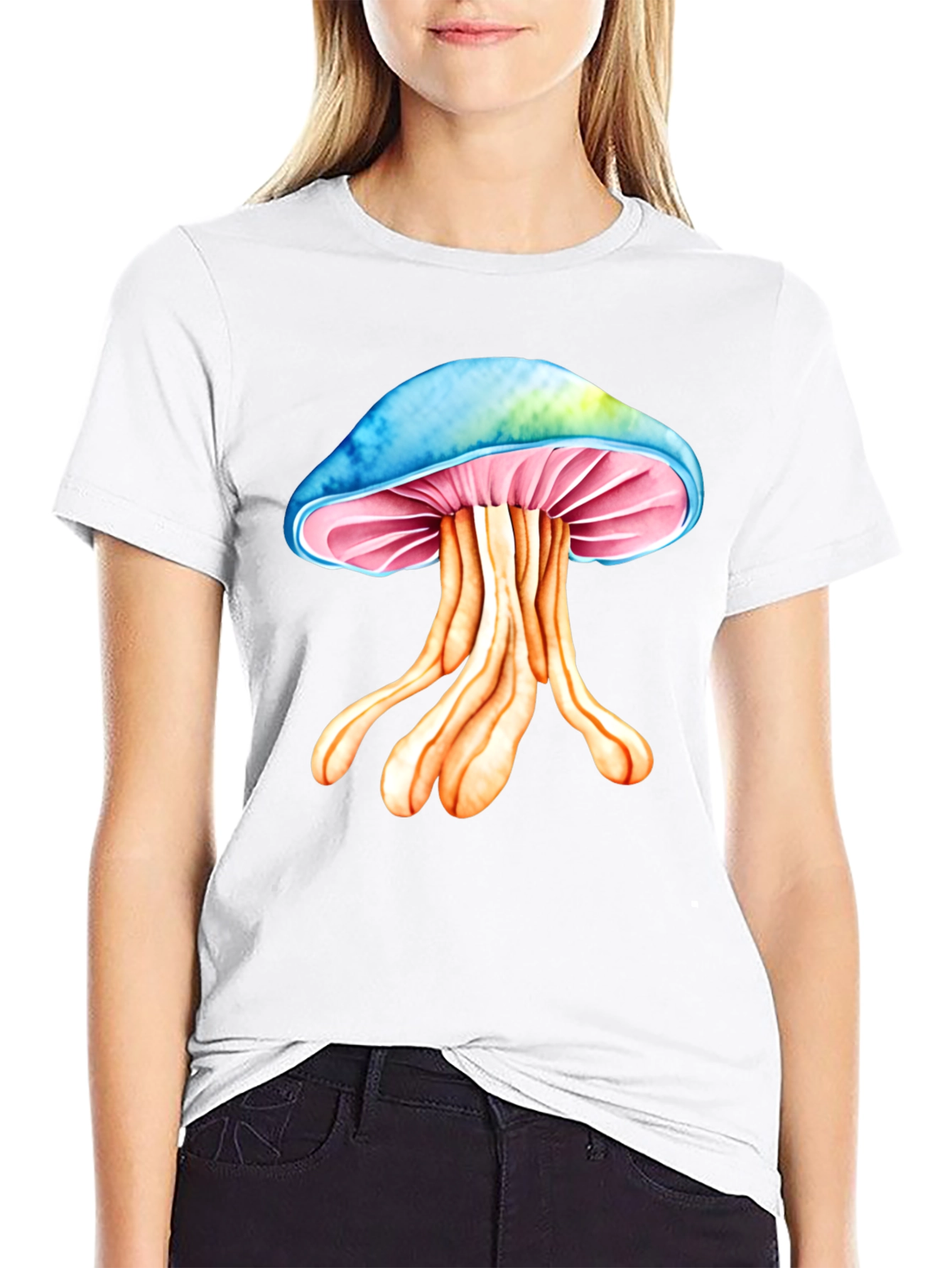 Black Psychedelic Mushroom Graphic Tee - Unique Design! view 9