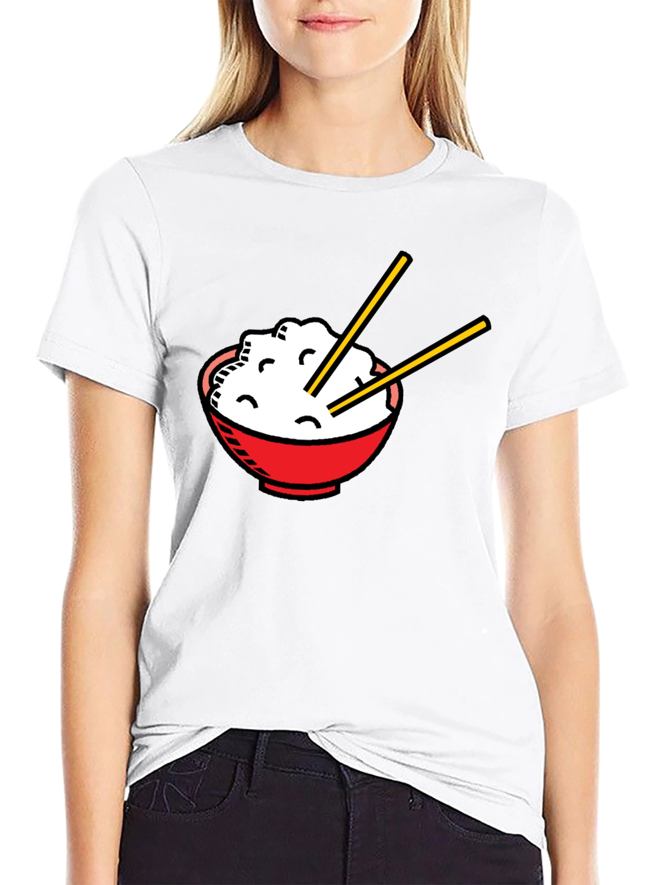 Black Rice Bowl Graphic T-Shirt - Unisex Asian Food Tee view 9