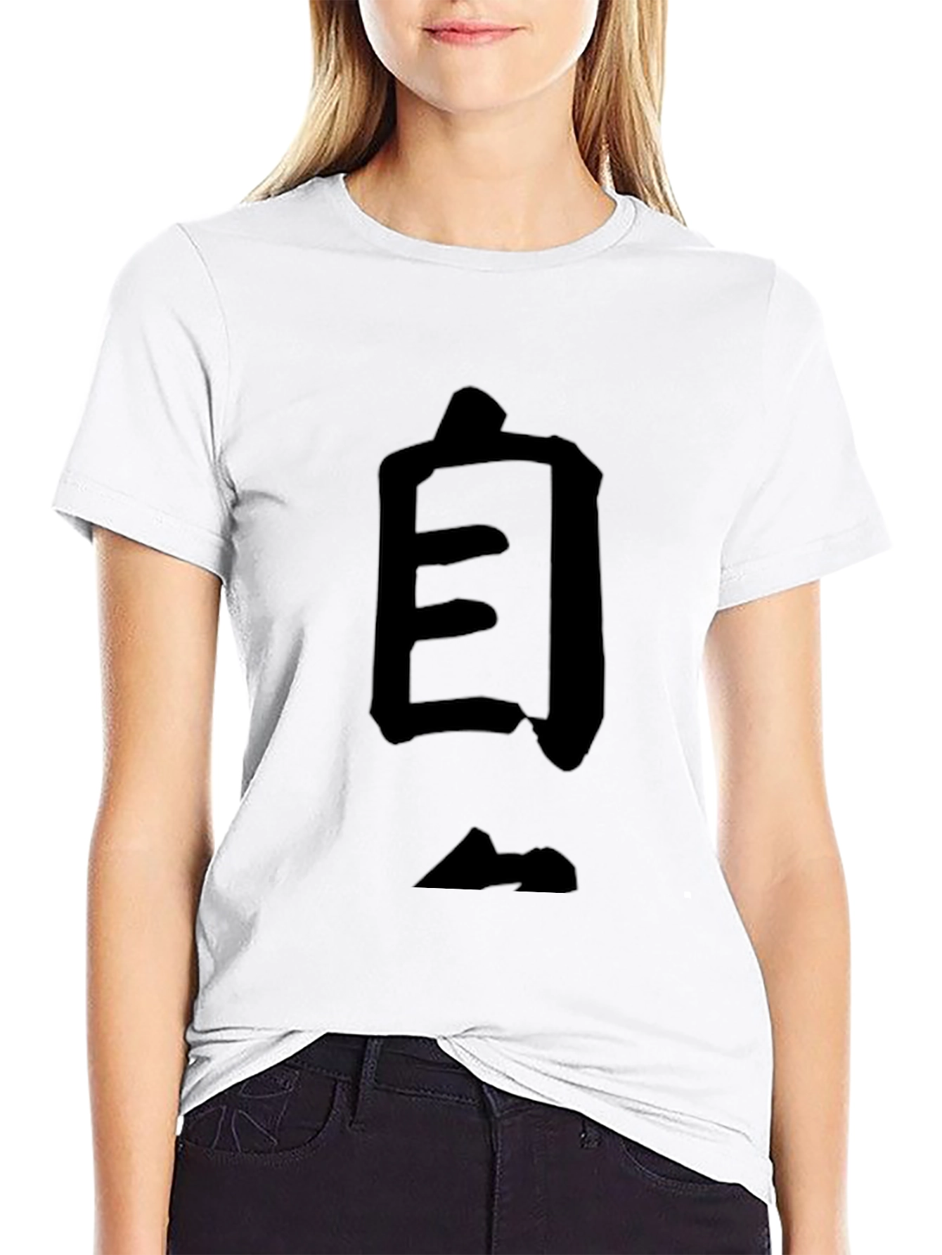 Black Men's Black T-Shirt with Japanese Character view 9