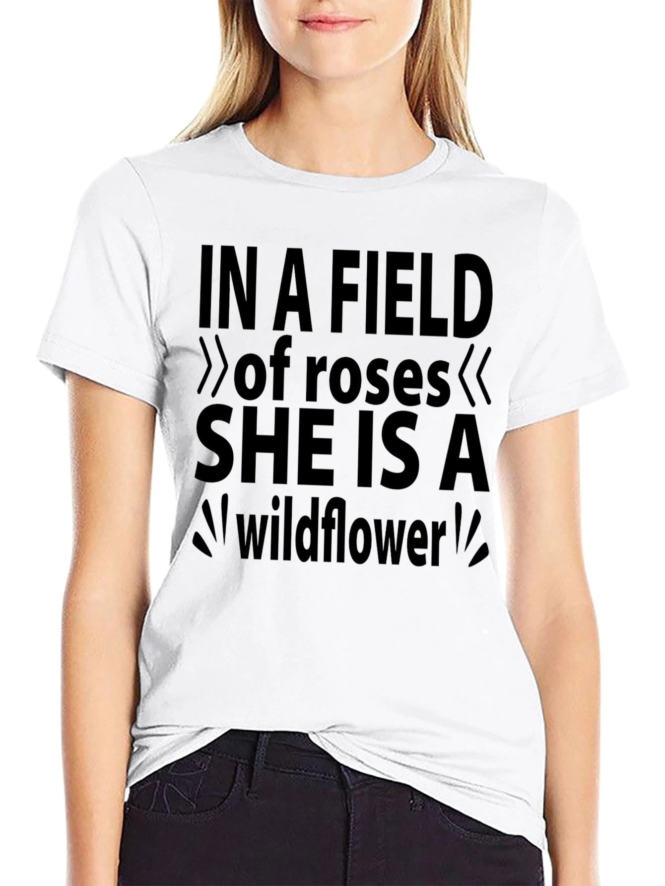 Black Wildflower Graphic Tee - Soft Cotton Blend view 9