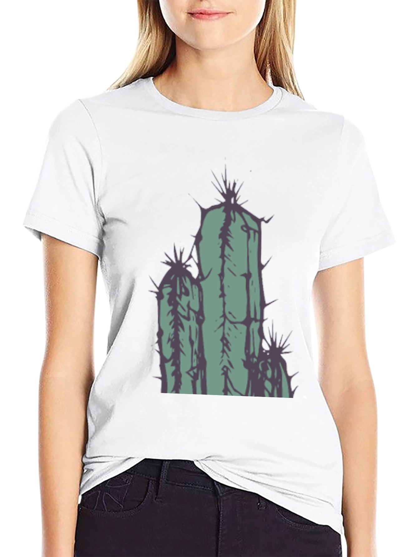 Black Cactus Graphic Tee - Black Cotton T-Shirt view 9