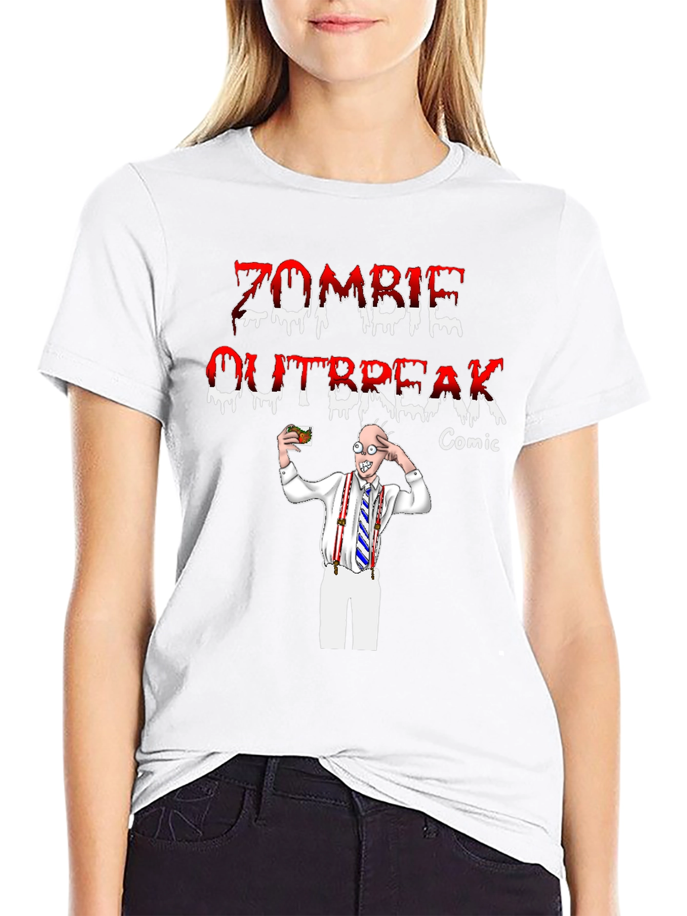 Black Zombie Outbreak Comic T-Shirt view 9
