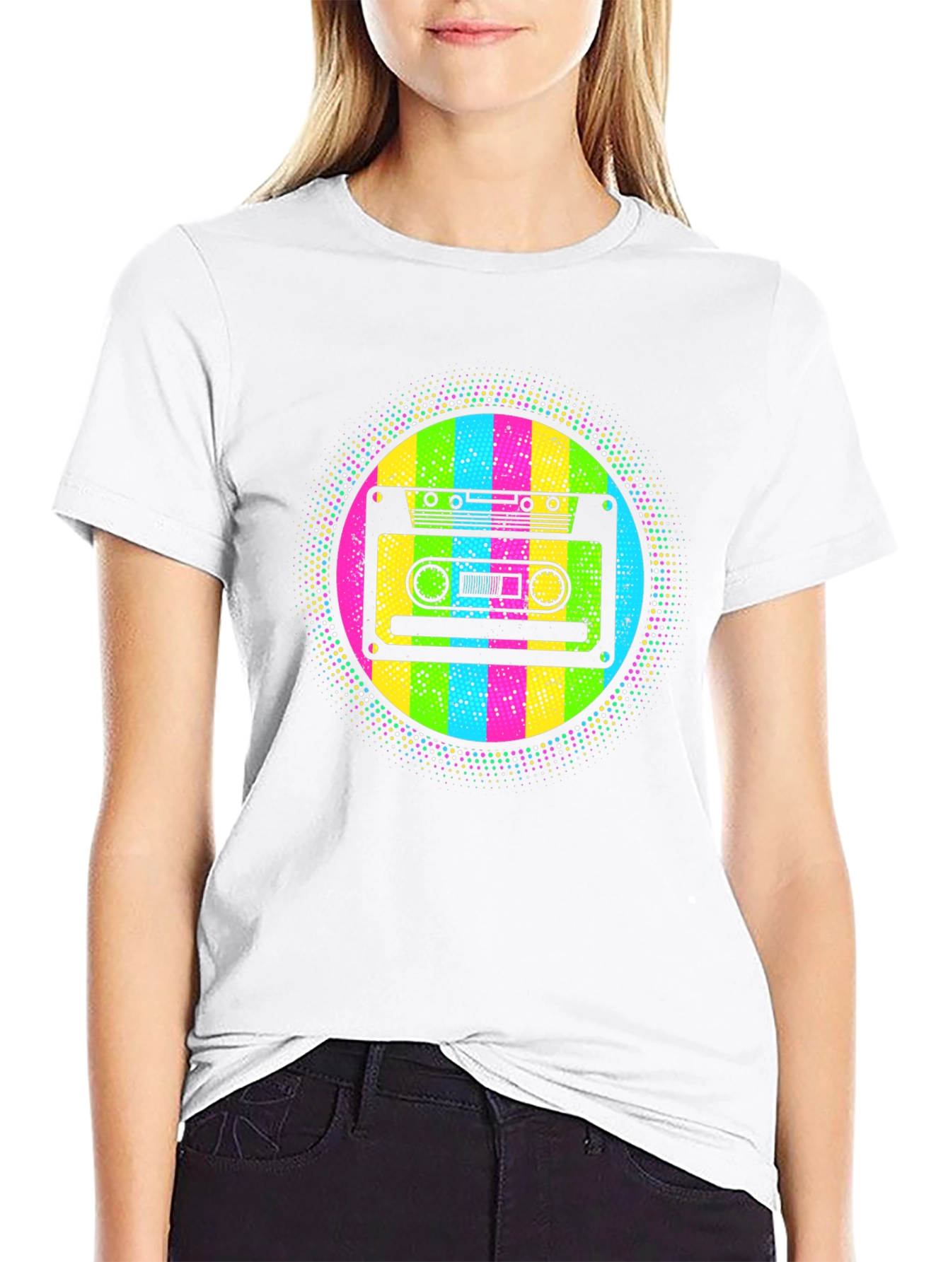 Black Retro Cassette Tape T-Shirt - 80s Throwback Style view 9