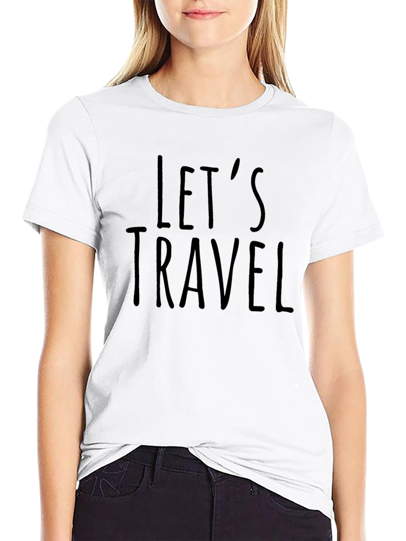 Black Let's Travel Graphic T-Shirt - Black Unisex Tee view 9