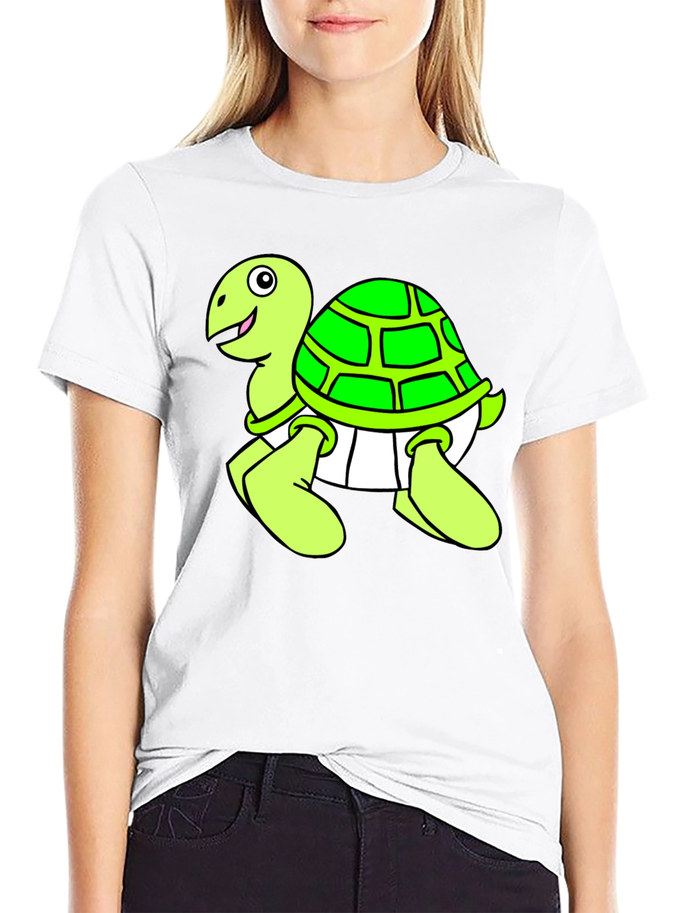 Black Cartoon Turtle Graphic Black T-Shirt view 9