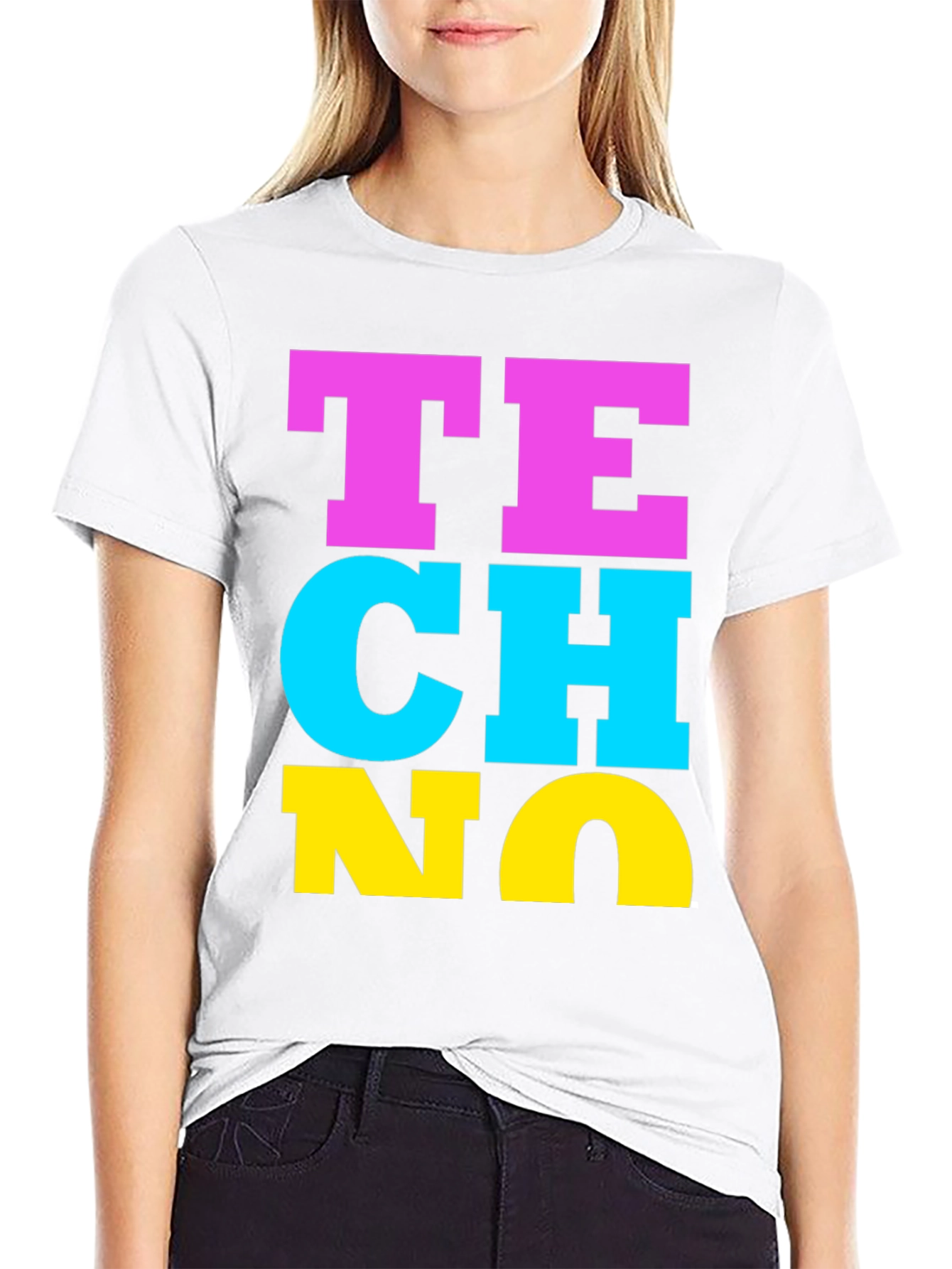 Black Techno Bold Statement T-Shirt view 9
