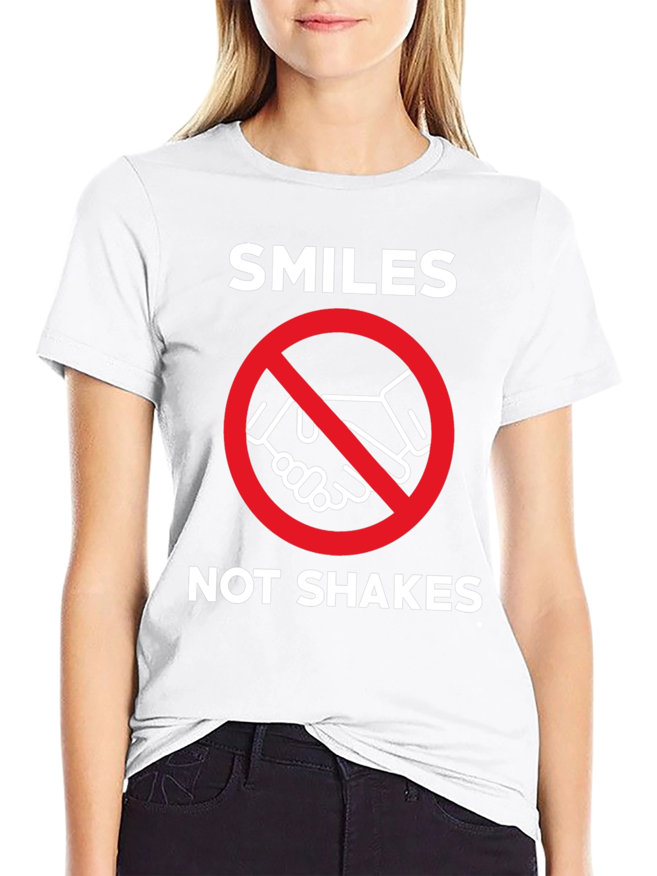 Black Smiles Not Shakes Graphic Tee - Anti-Handshake T-Shirt view 9