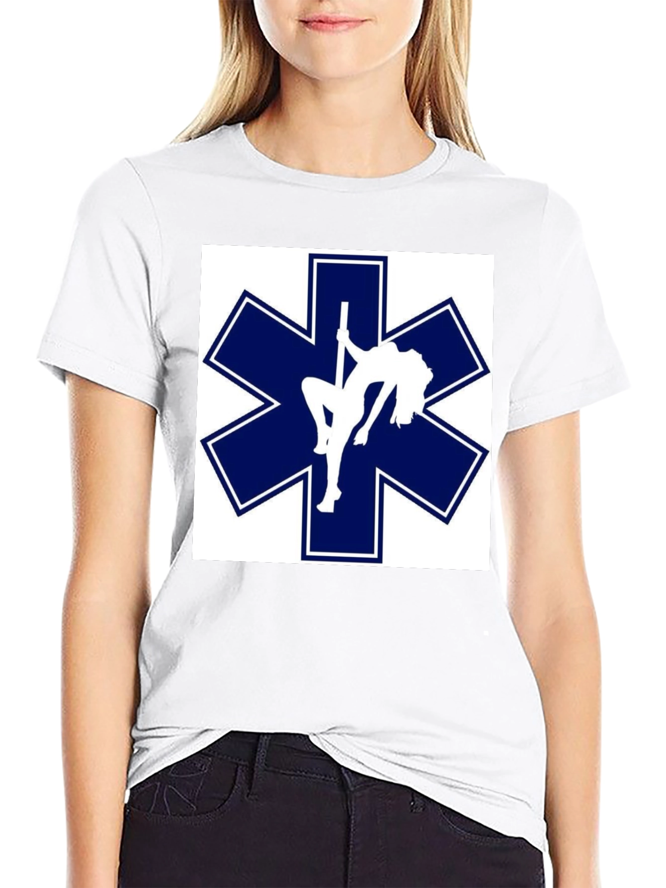 Black Star of Life Pole Dancer T-Shirt Funny EMT EMS Paramedic Tee view 9