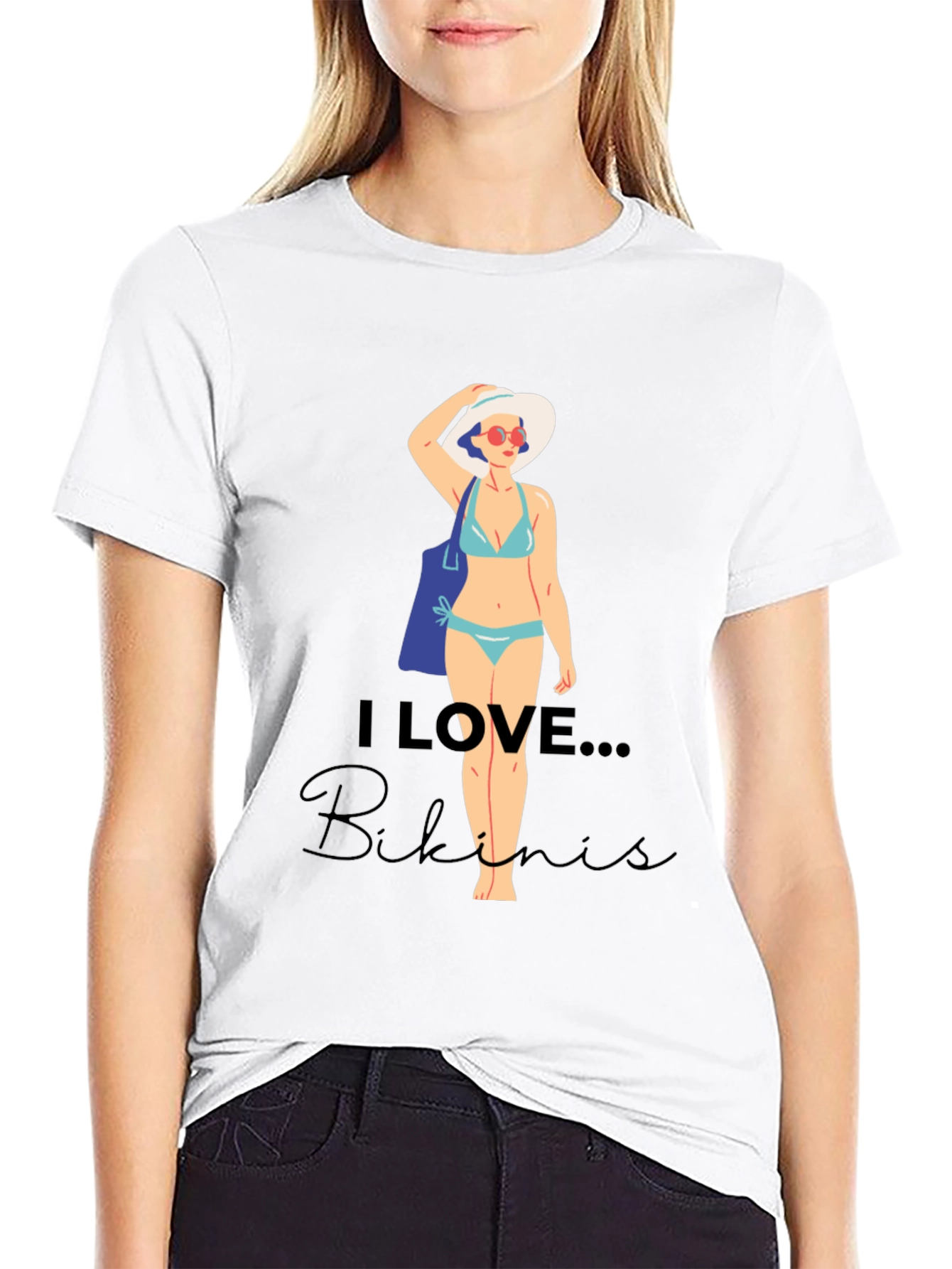 Black I Love Bikinis Graphic Tee - Casual Summer Style view 9