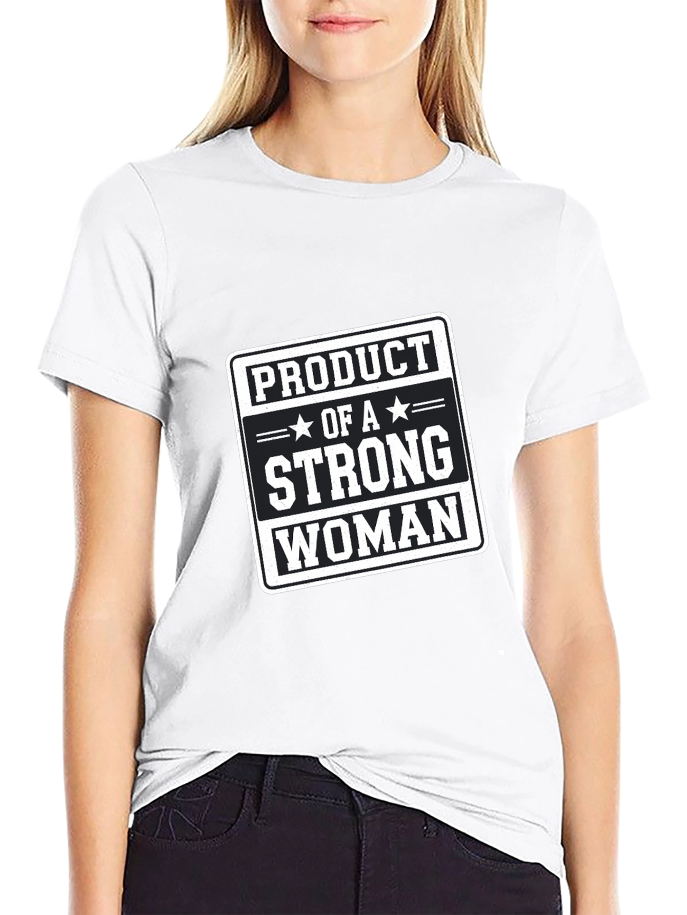 Black Product of a Strong Woman Black Graphic T-Shirt view 9