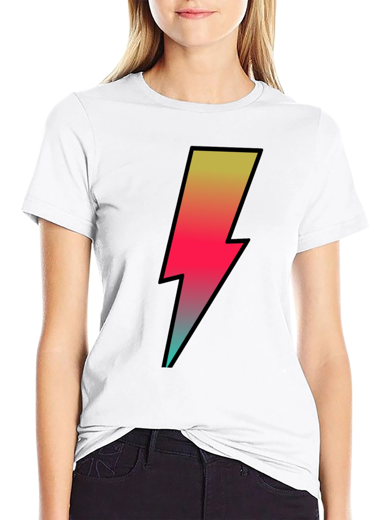 Black Lightning Bolt Graphic Tee - Black view 9