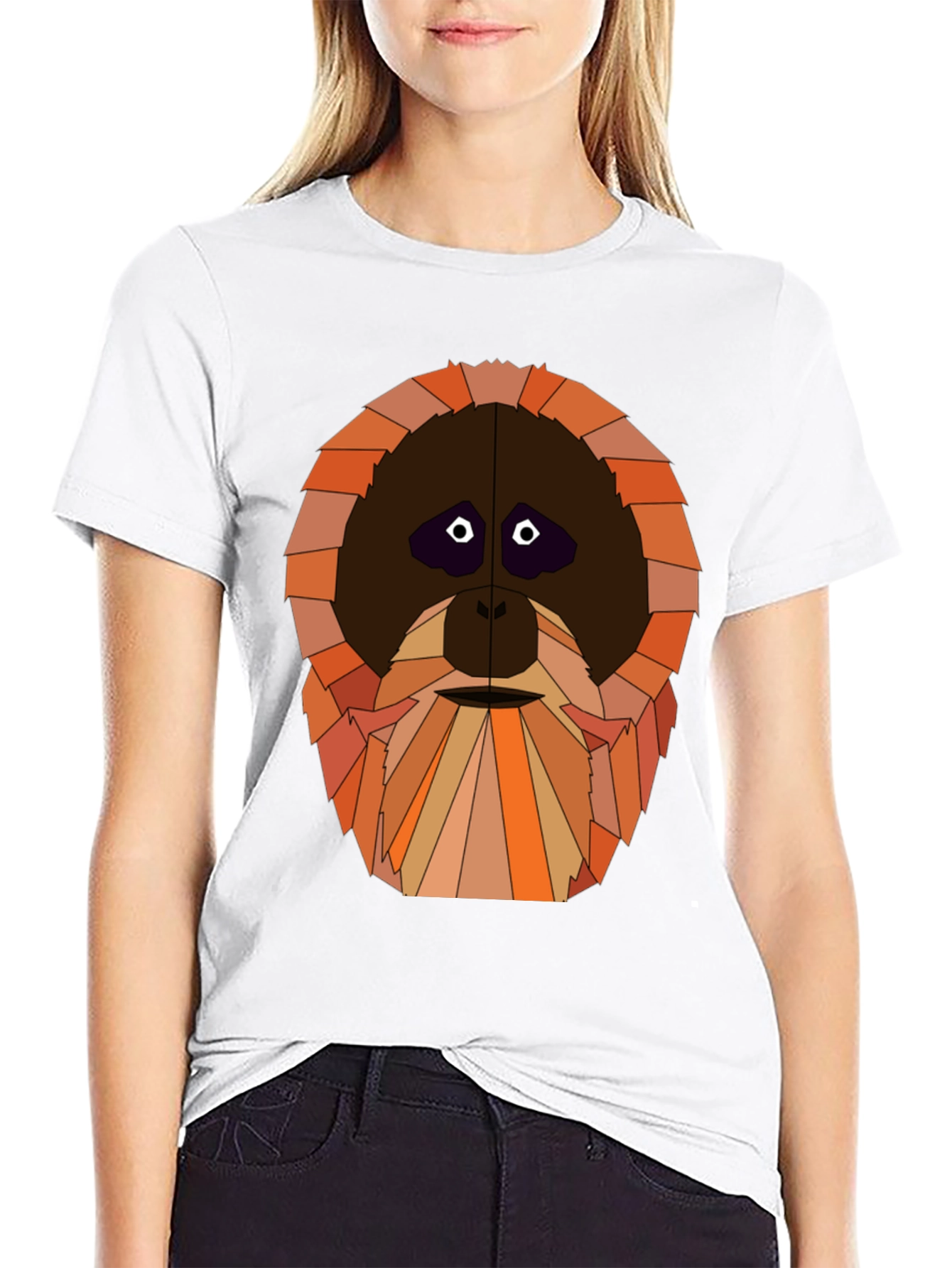 Black Orangutan Face Graphic Tee - Unique Geometric Design view 9