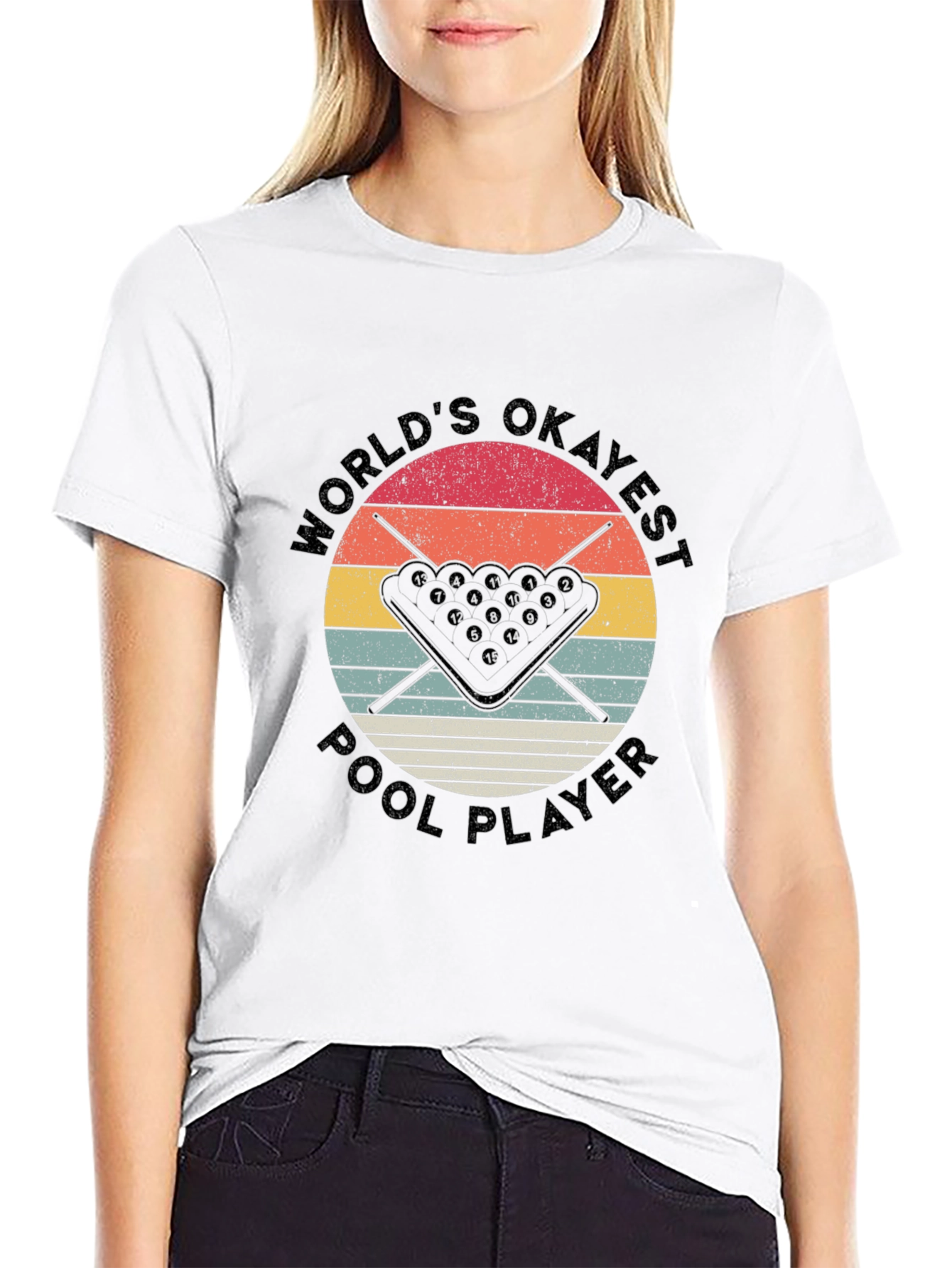 Black World's Okayest Pool Player T-Shirt view 9