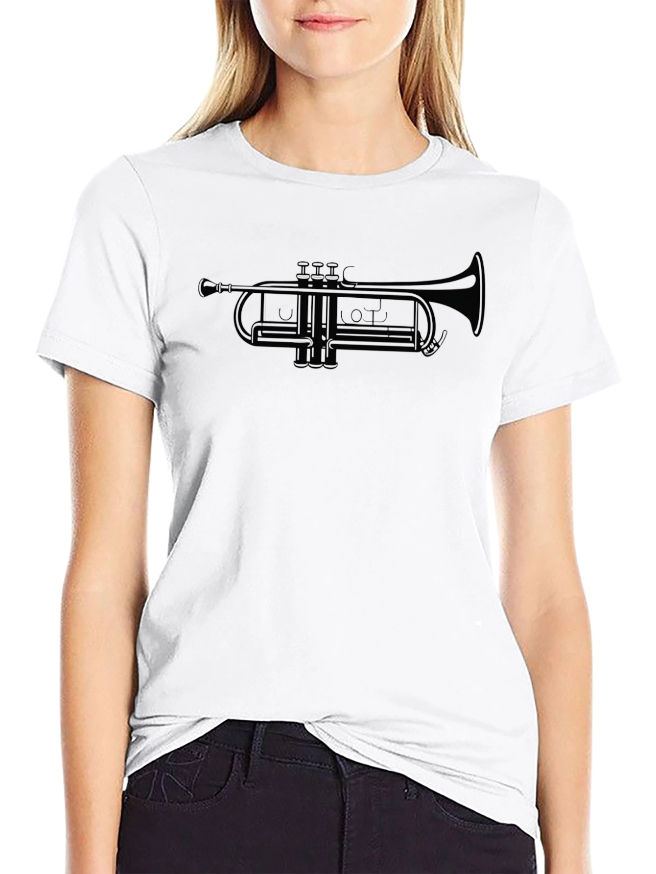 Black Trumpet Graphic Tee - Black Musical Instrument Shirt view 9