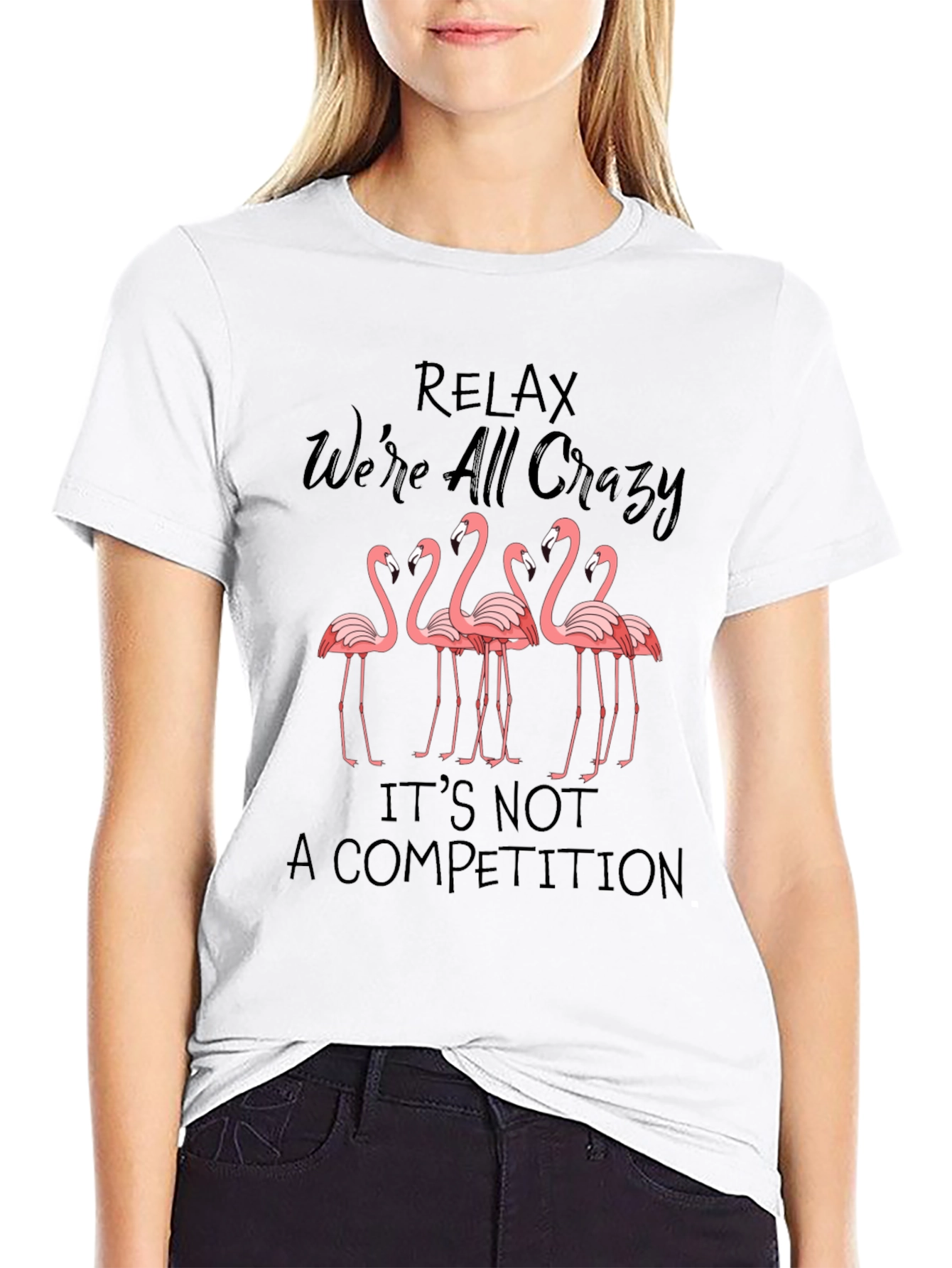 Black Relax Crazy Flamingo Graphic Tee view 9