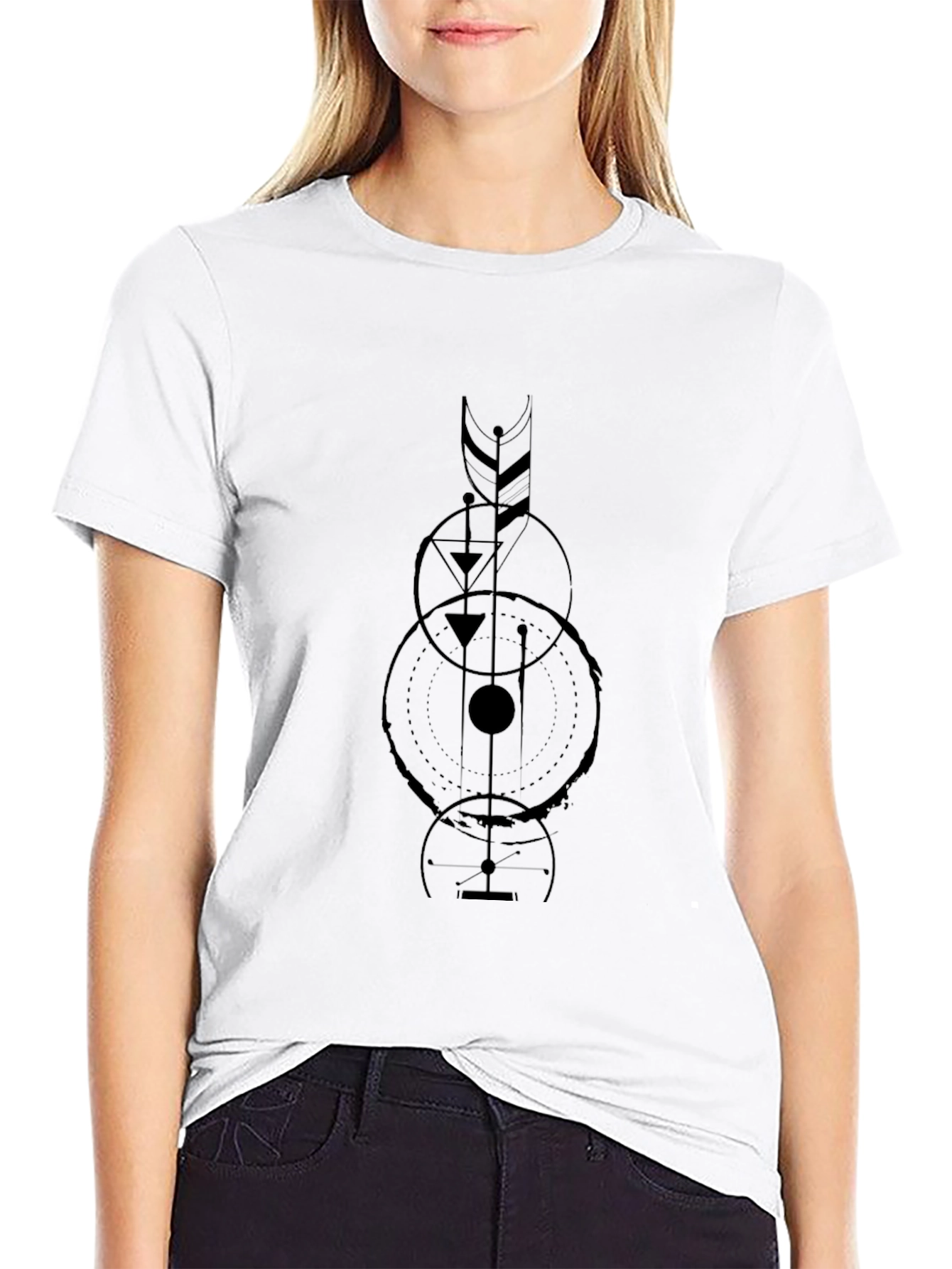 Geometric Graphic Black T-Shirt - Modern Minimalist Design - 9
