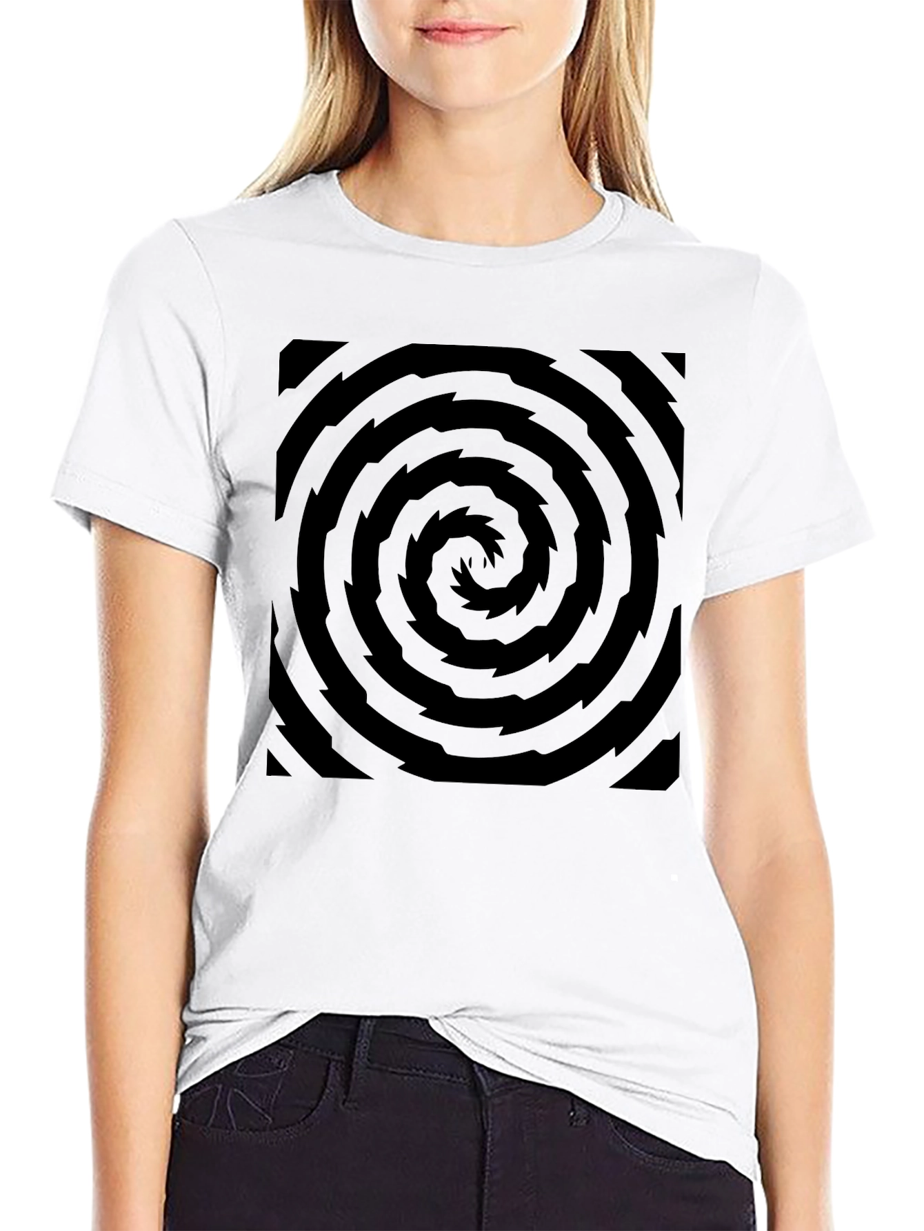 Black Hypnotic Swirl Black Graphic Tee view 9