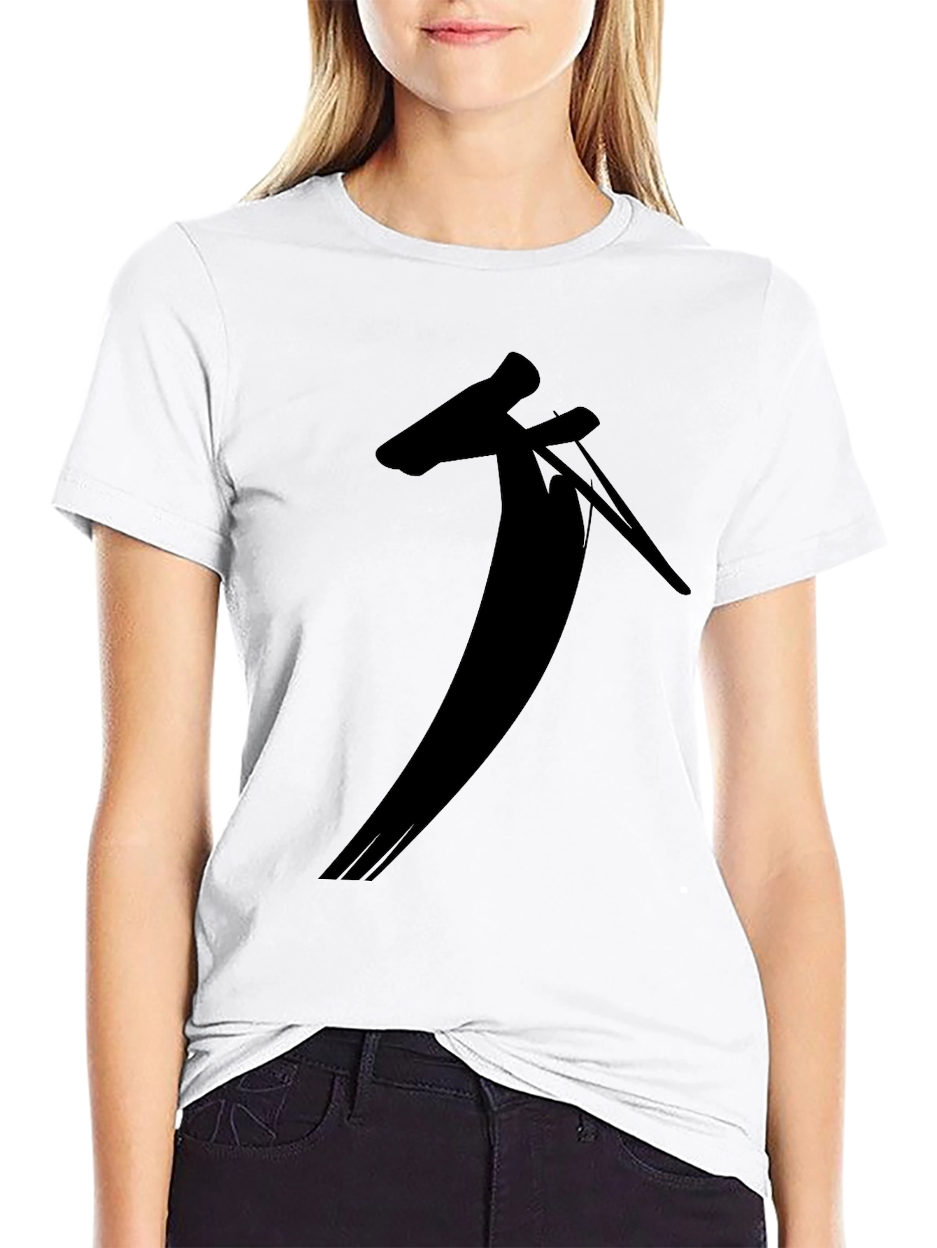 Black Black T-Shirt with Unique Silhouette Design view 9