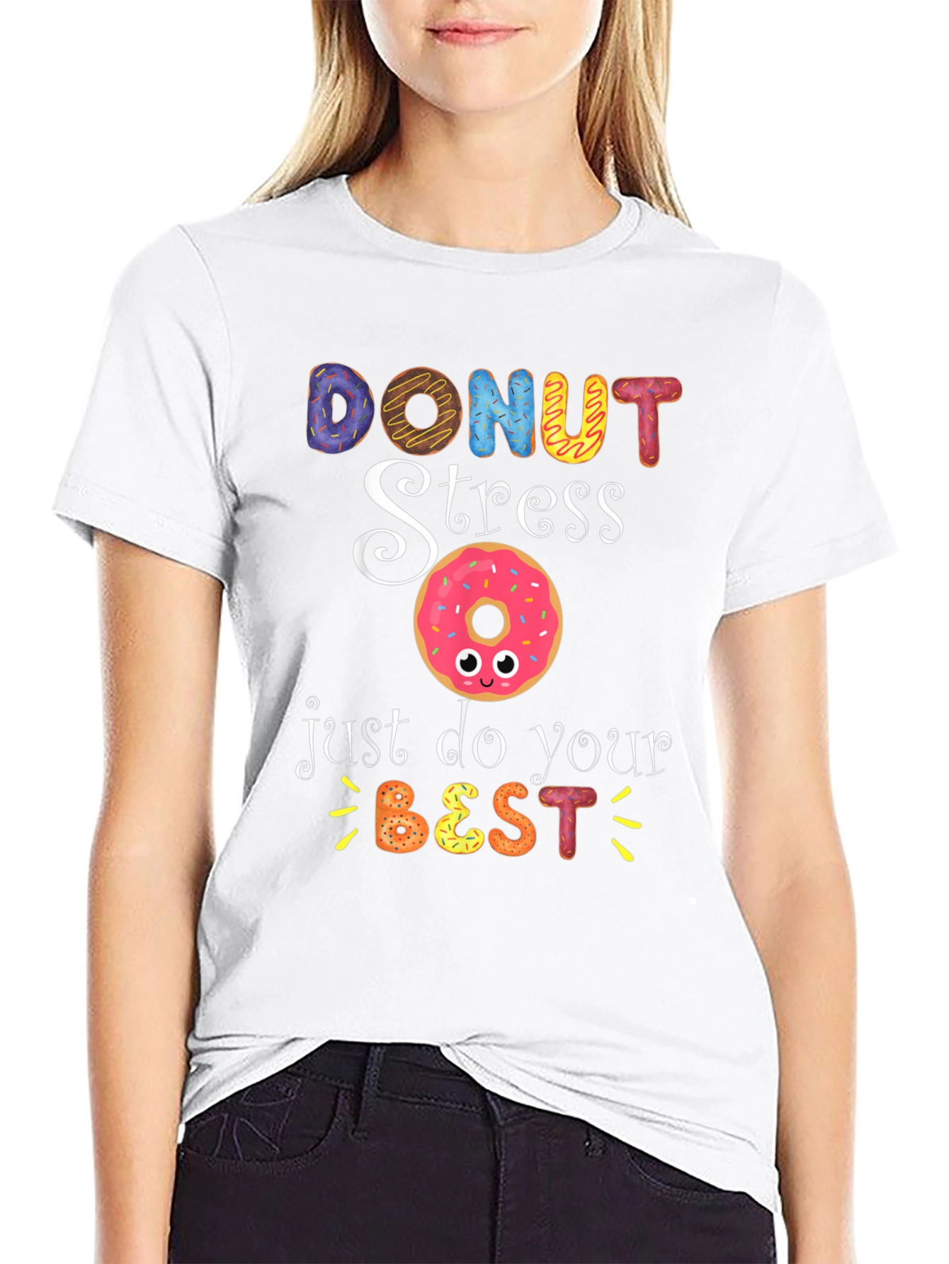 Black Donut Stress Funny Graphic T-Shirt view 9