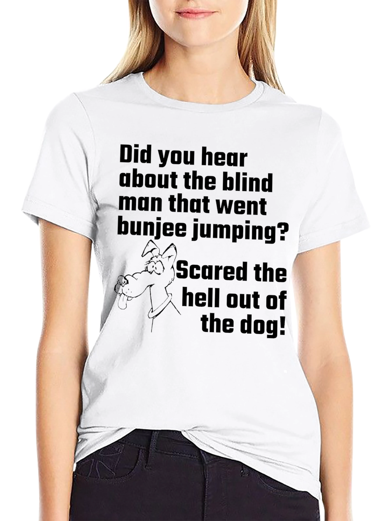 Black Blind Bungee Jumper Dog Humor T-Shirt view 9