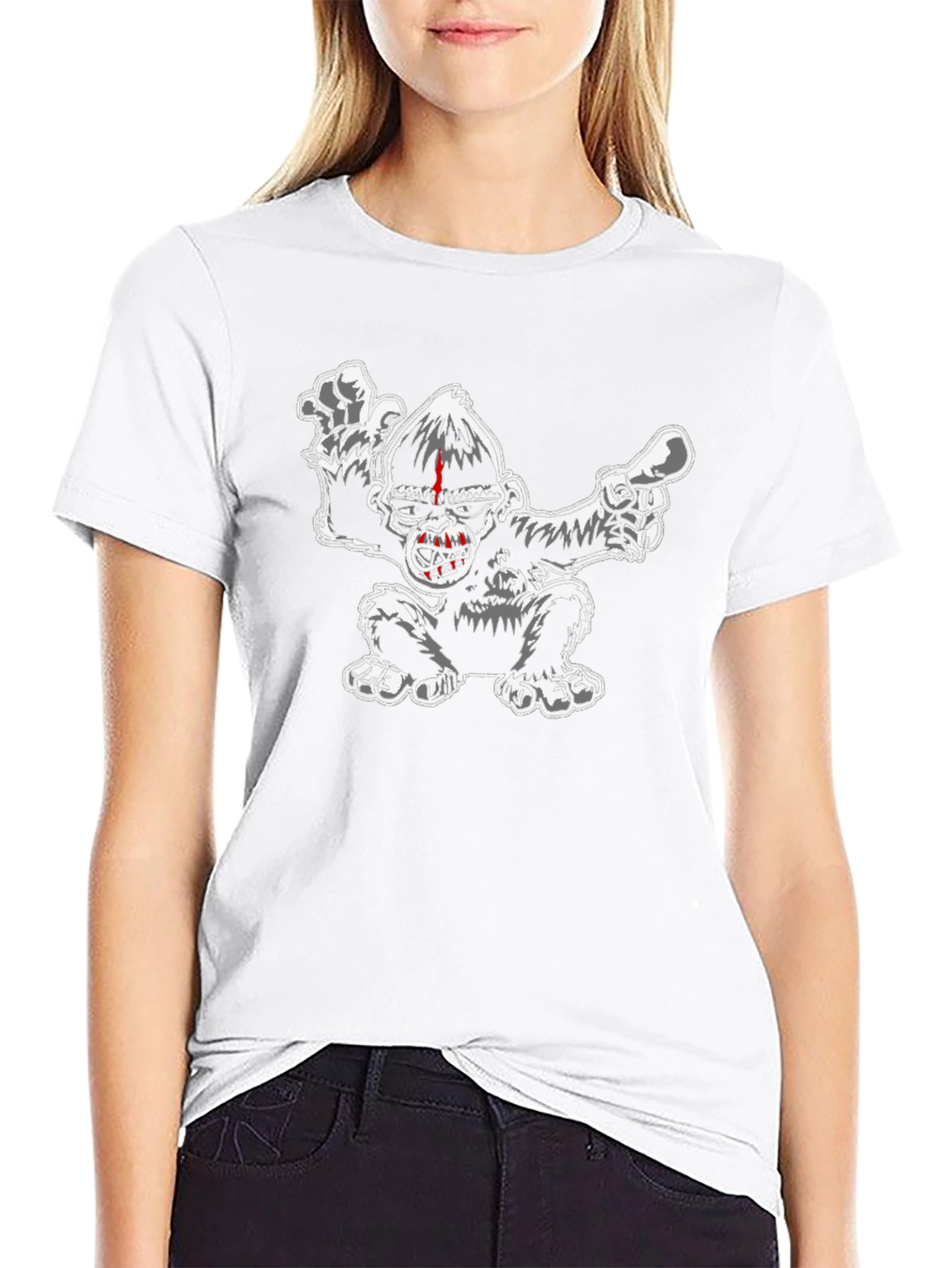 Black Cartoon Gorilla Graphic Black T-Shirt view 9