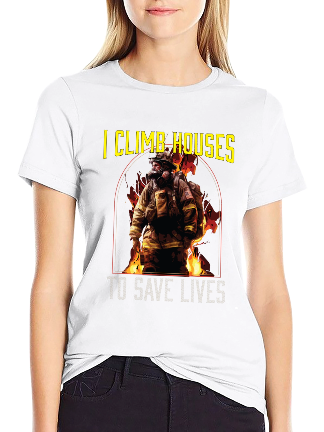Black Firefighter T-Shirt - I Climb Houses To Save Lives view 9