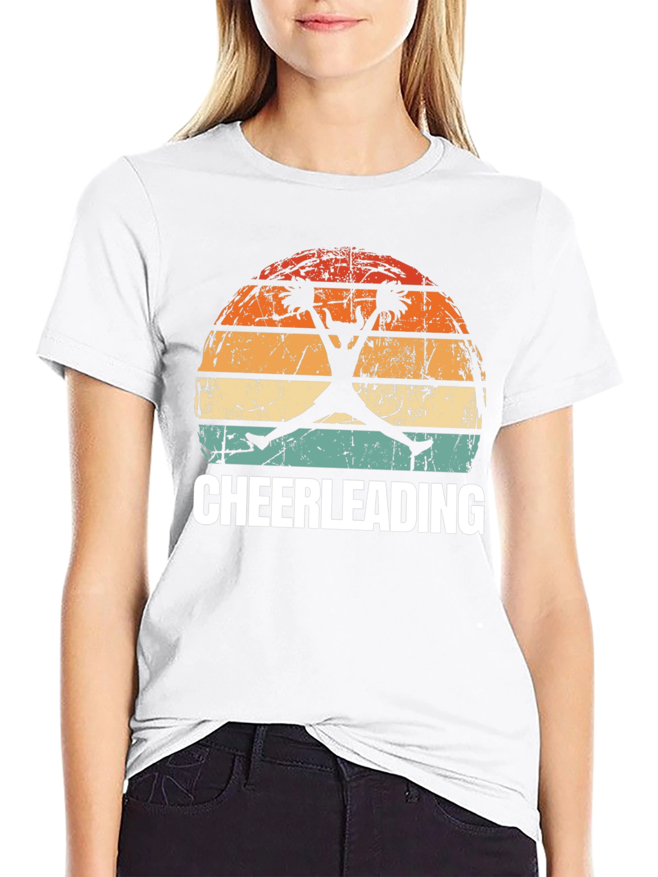 Black Cheerleading Sunset T-Shirt - Vintage Style view 9