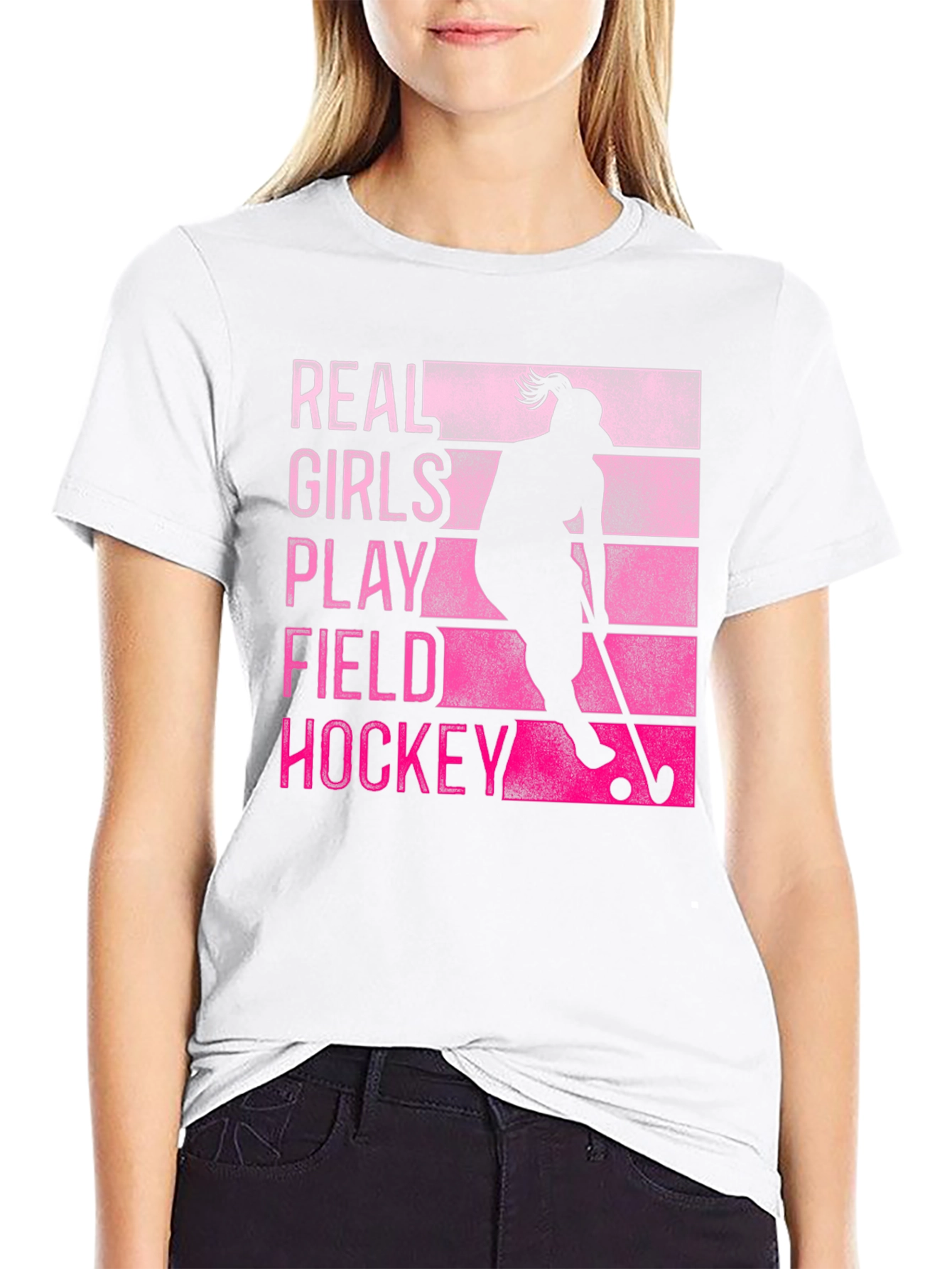 Black Real Girls Play Field Hockey T-Shirt view 9