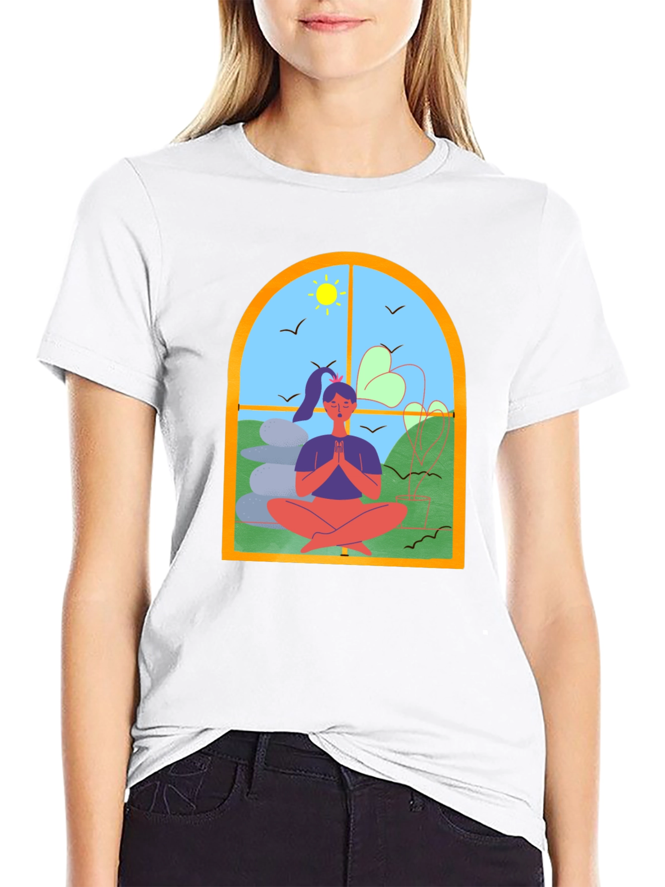 Black Meditative Window T-Shirt view 9