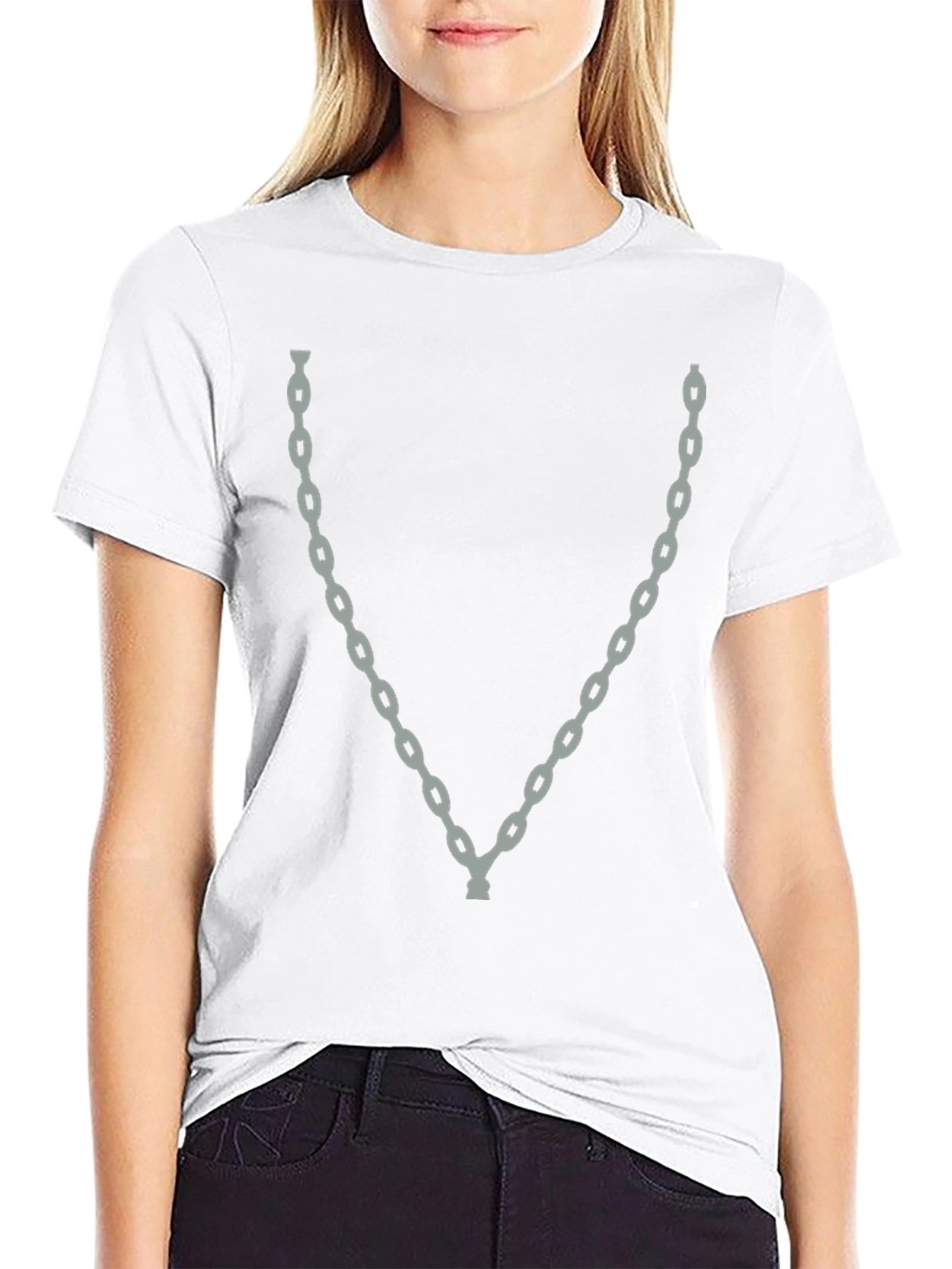 Men's Black T-Shirt with Chain Graphic - 9