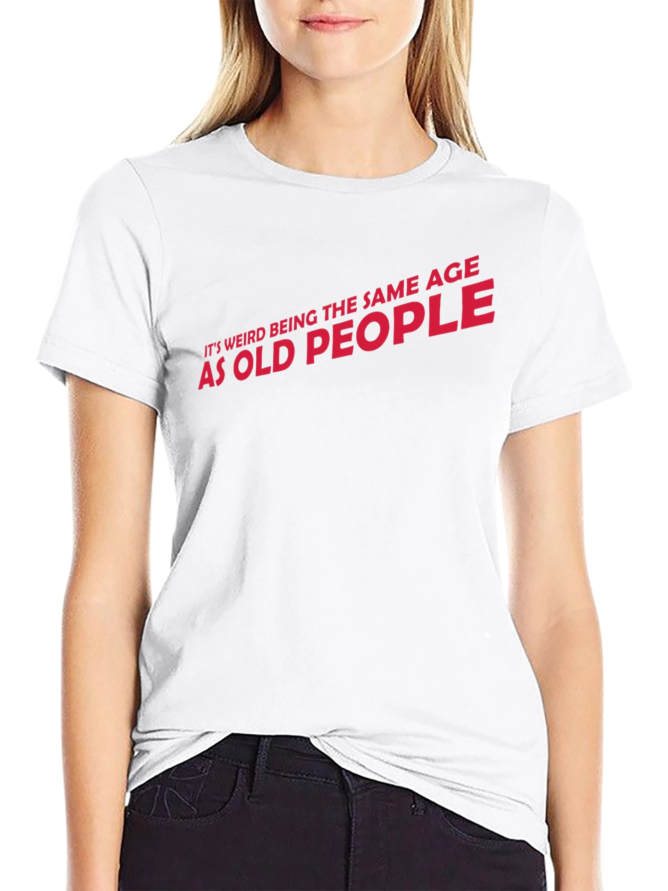 Black Funny "Same Age as Old People" Graphic T-Shirt view 9