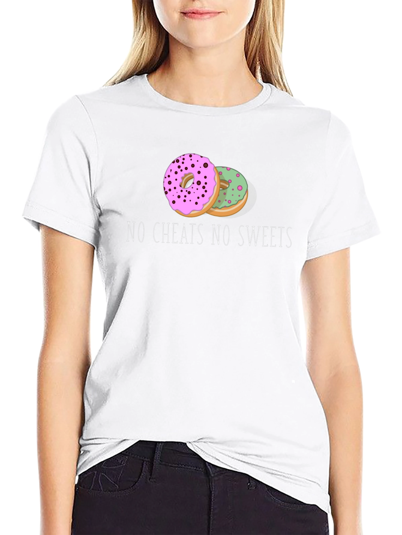 Black No Cheats No Sweets Donut Graphic Tee view 9