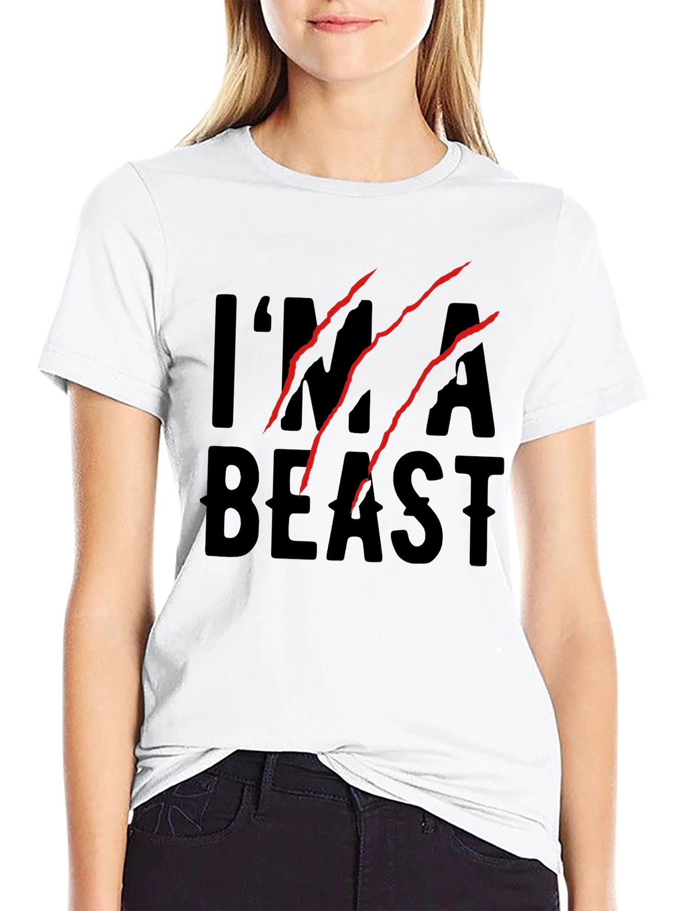 Black I'm a Beast Claw Graphic T-Shirt - Black Cotton Blend view 9