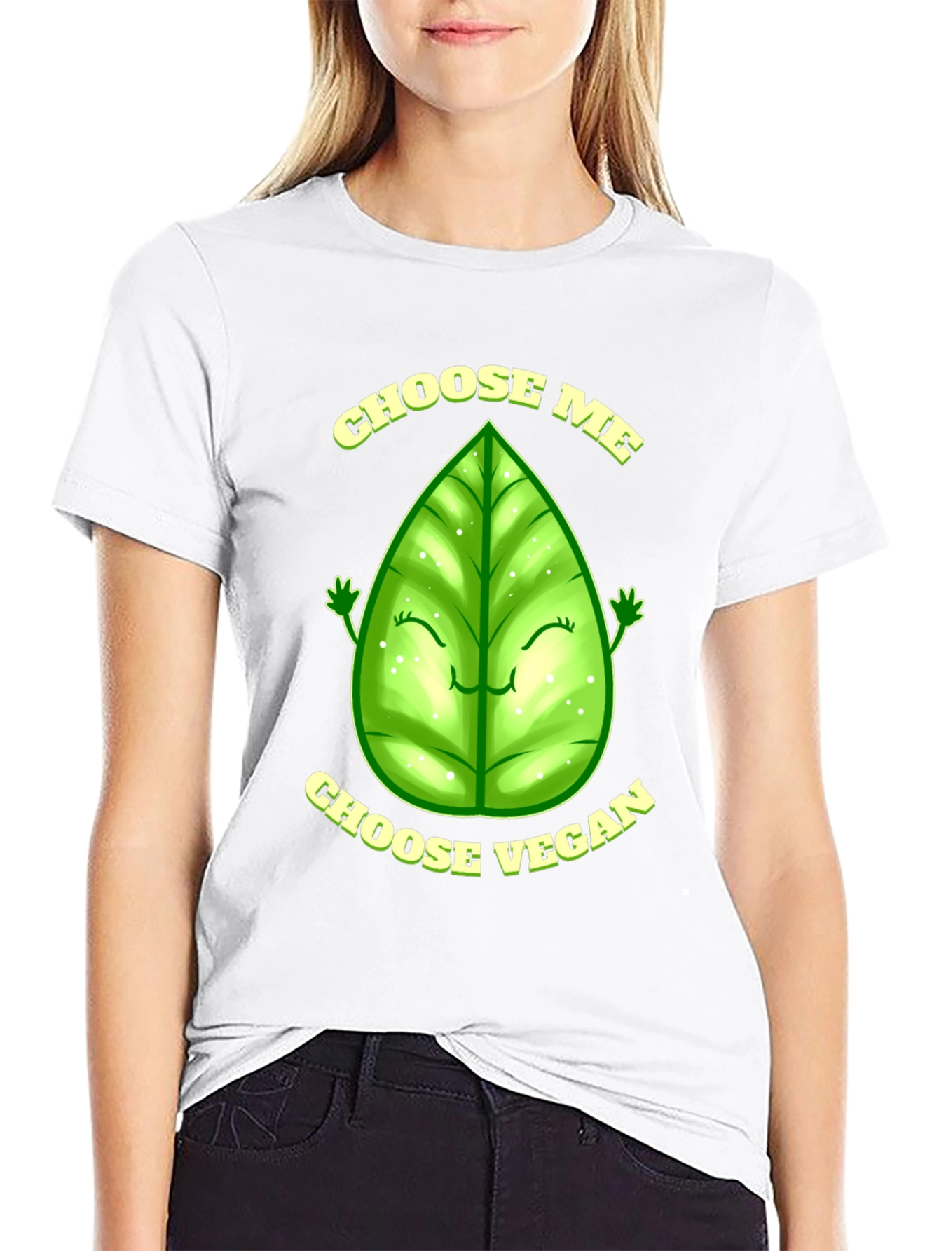 Black Choose Vegan T-Shirt - Leaf Design view 9