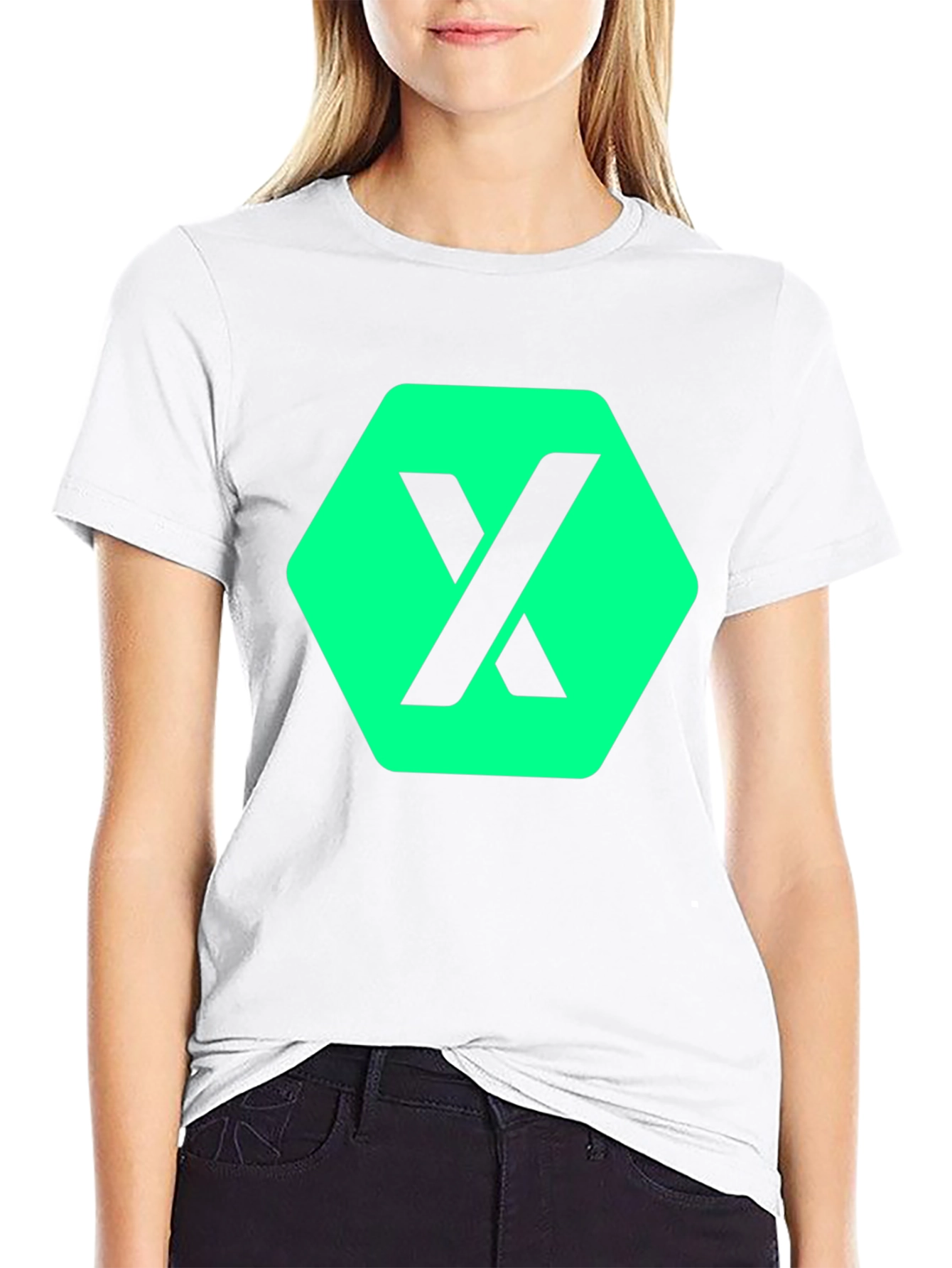 Black Modern Graphic Tee: Black Shirt with Geometric "X" Design view 9