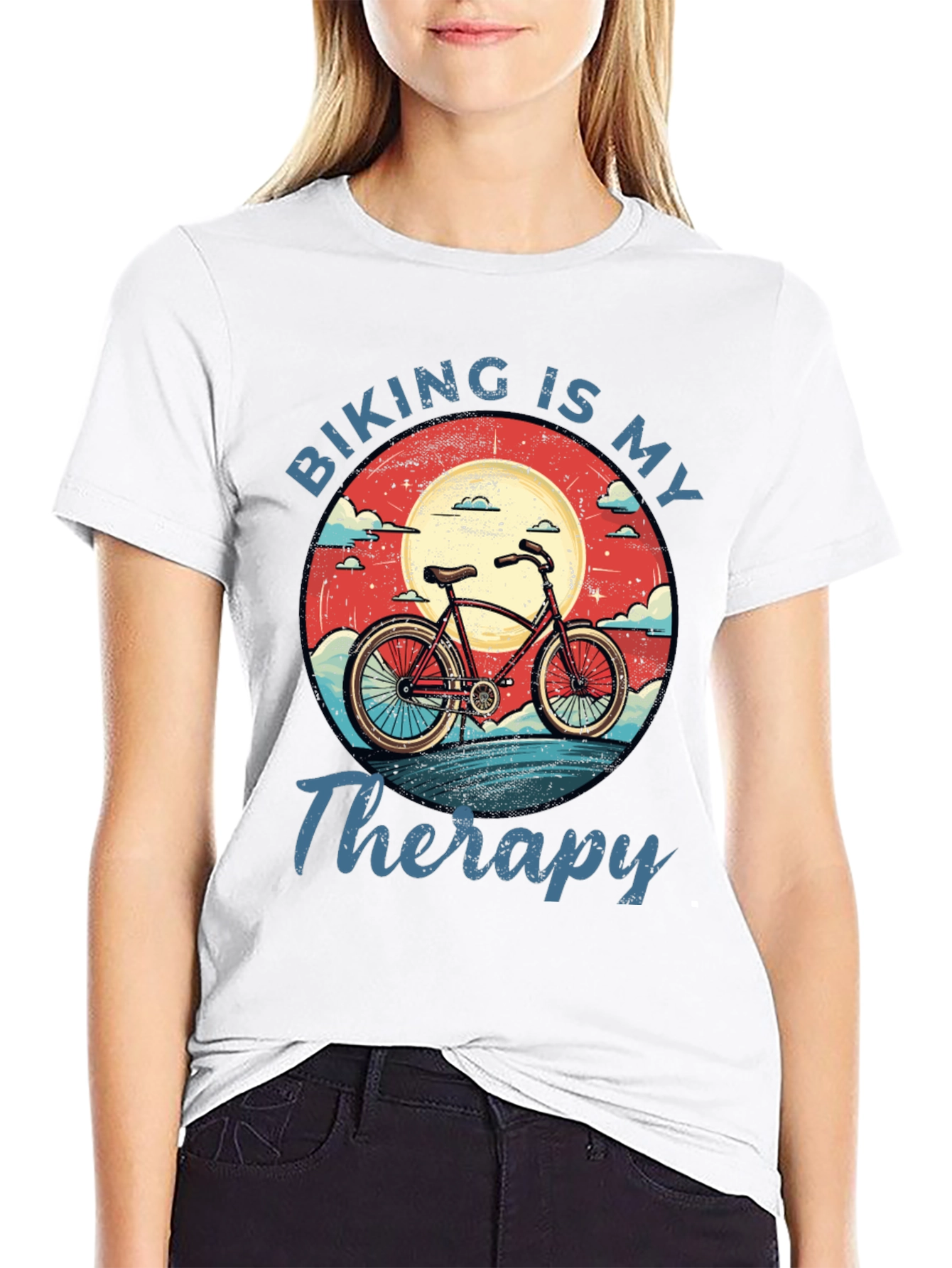 Black Biking is My Therapy Graphic T-Shirt view 9