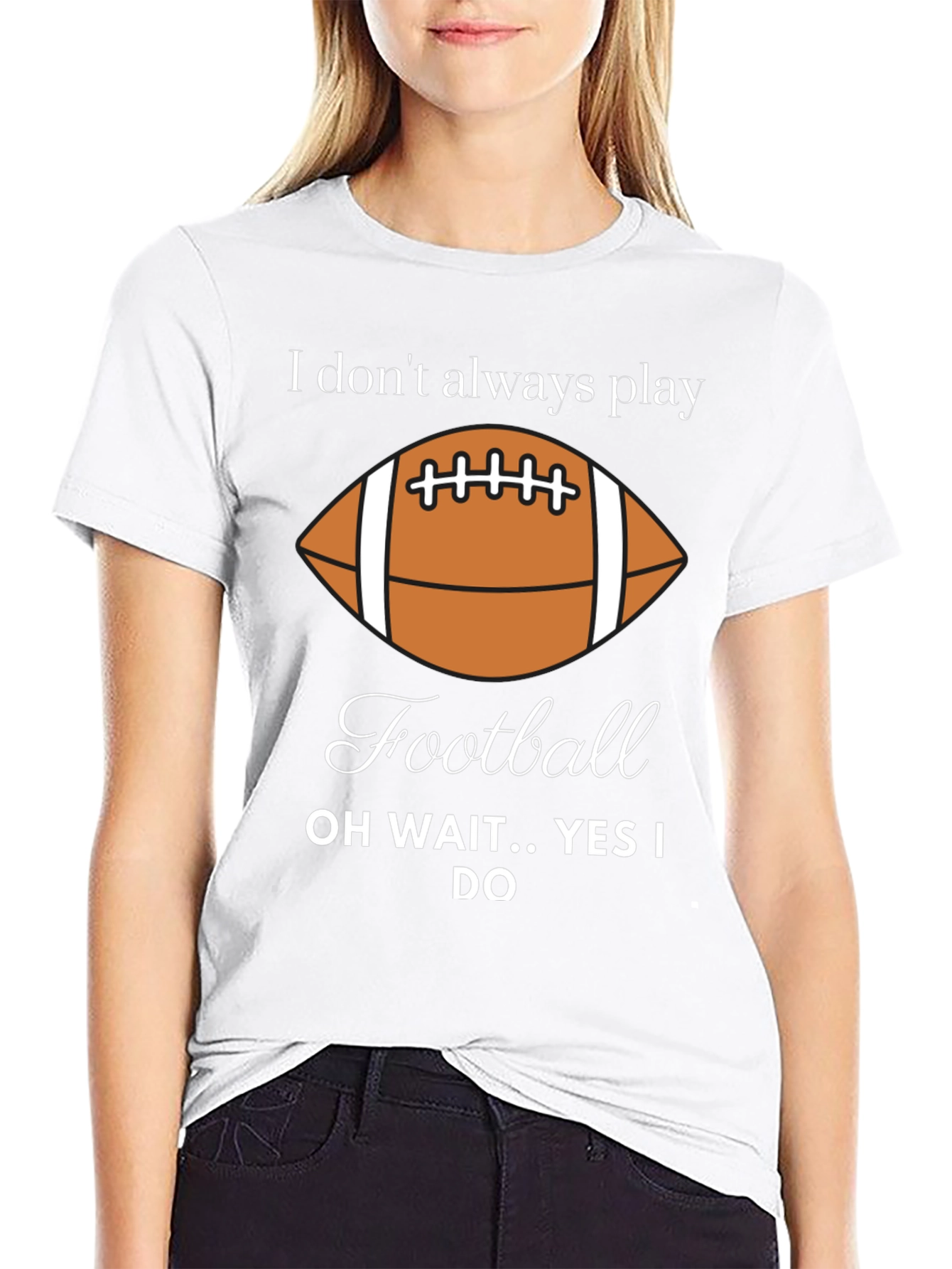 Black Funny Football Player T-Shirt - "I Don't Always Play" view 9
