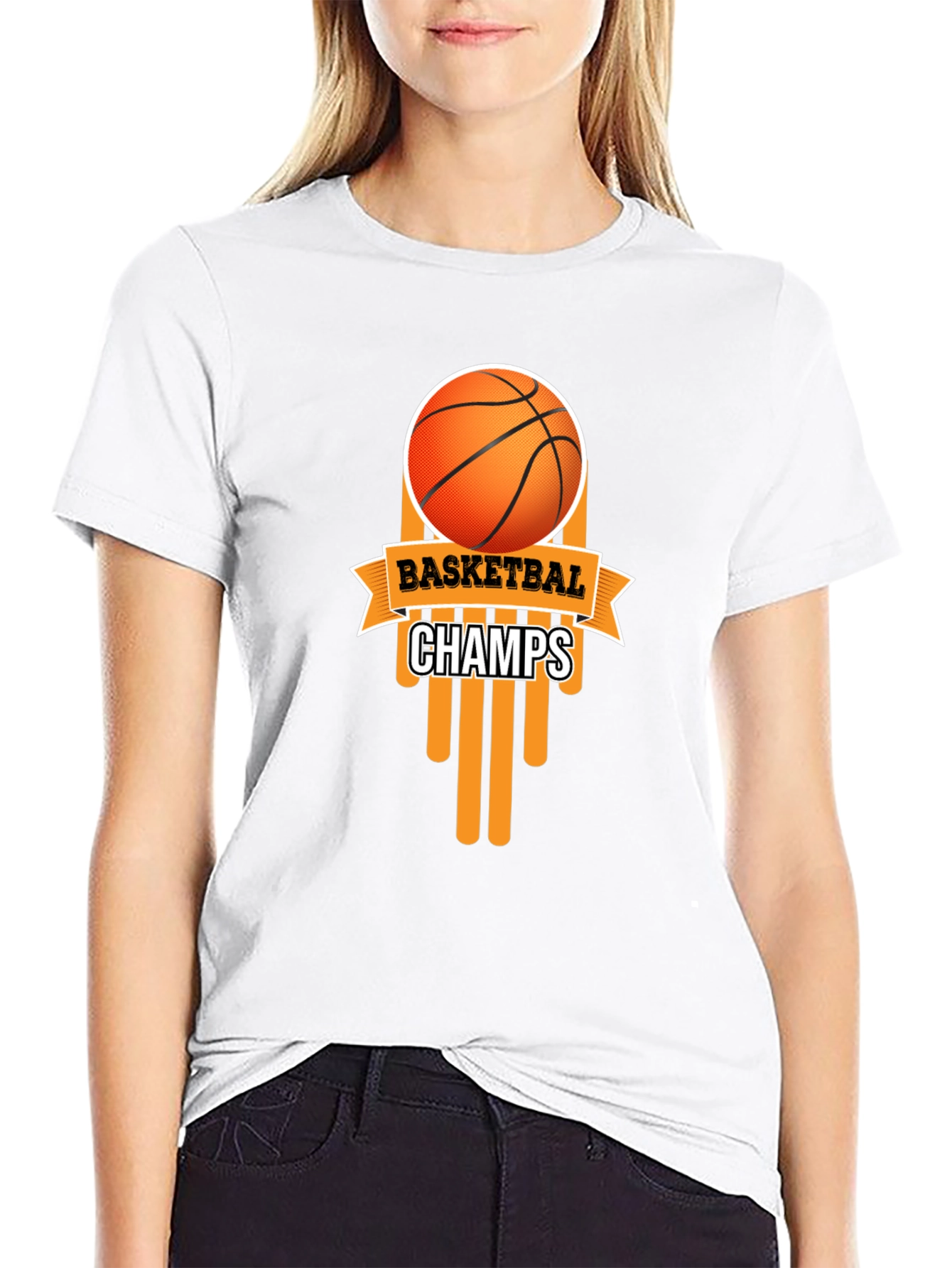 Black Basketball Champs Black Graphic T-Shirt view 9