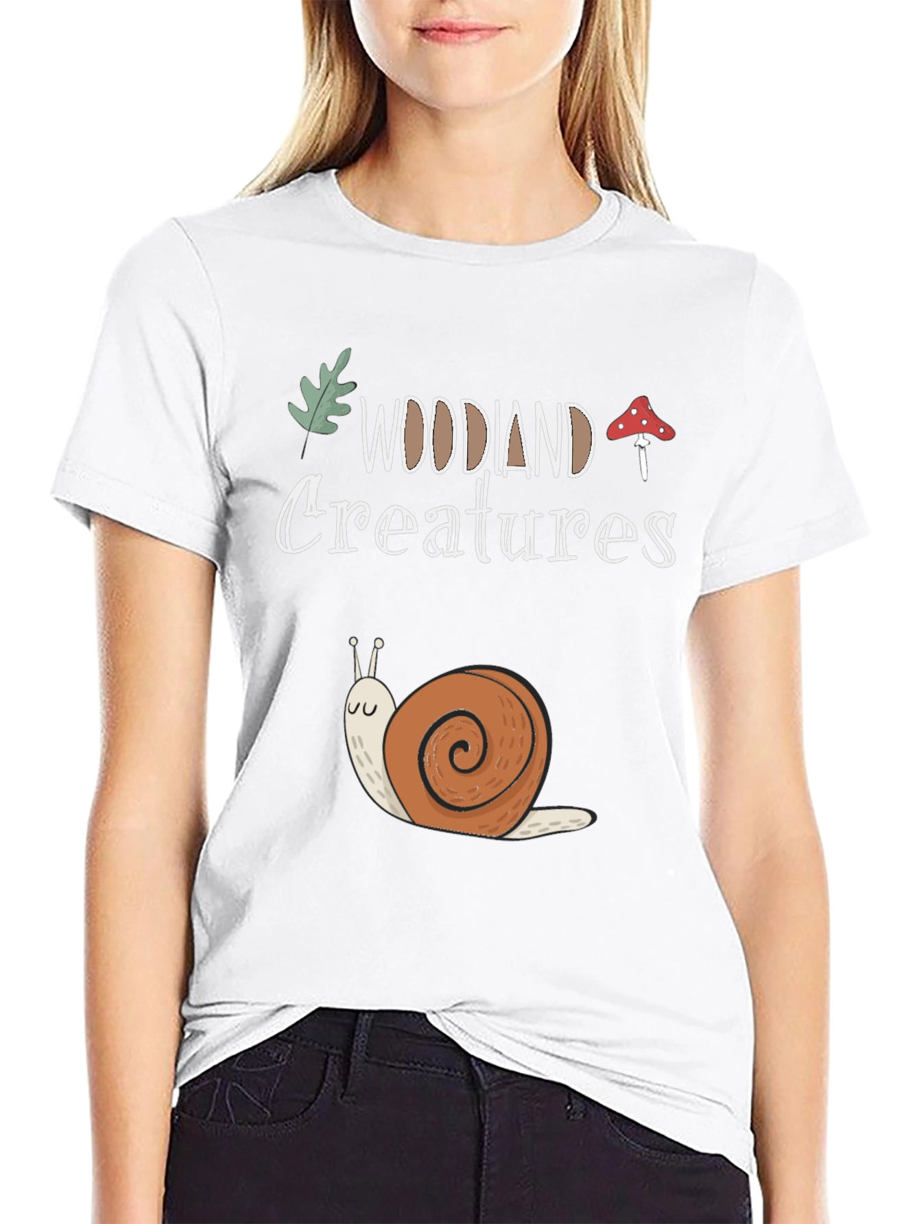 Black Woodland Creatures Snail Graphic T-Shirt view 9