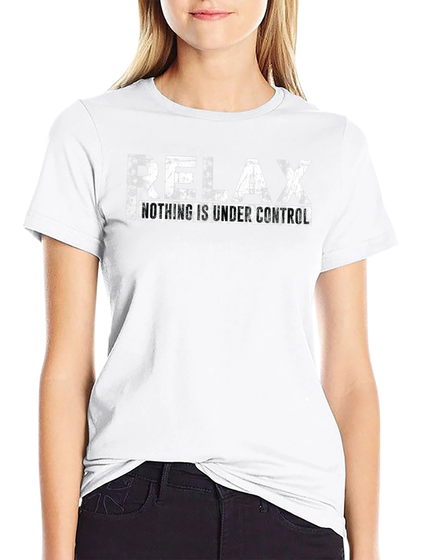 Black Relax Nothing is Under Control Graphic Tee view 9