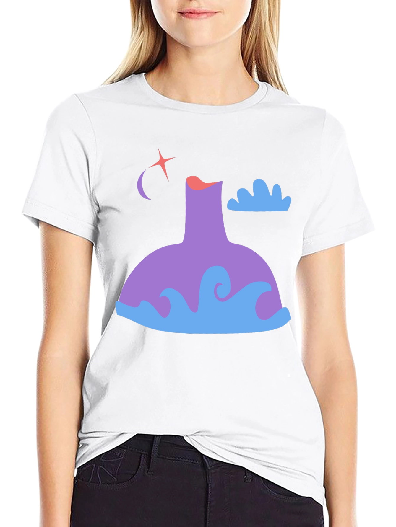 Black Whimsical Graphic Tee - Night Sky Design view 9