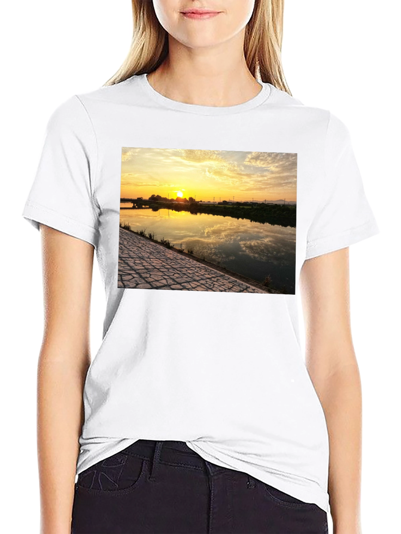 Black Sunset River Graphic Tee - Black view 9