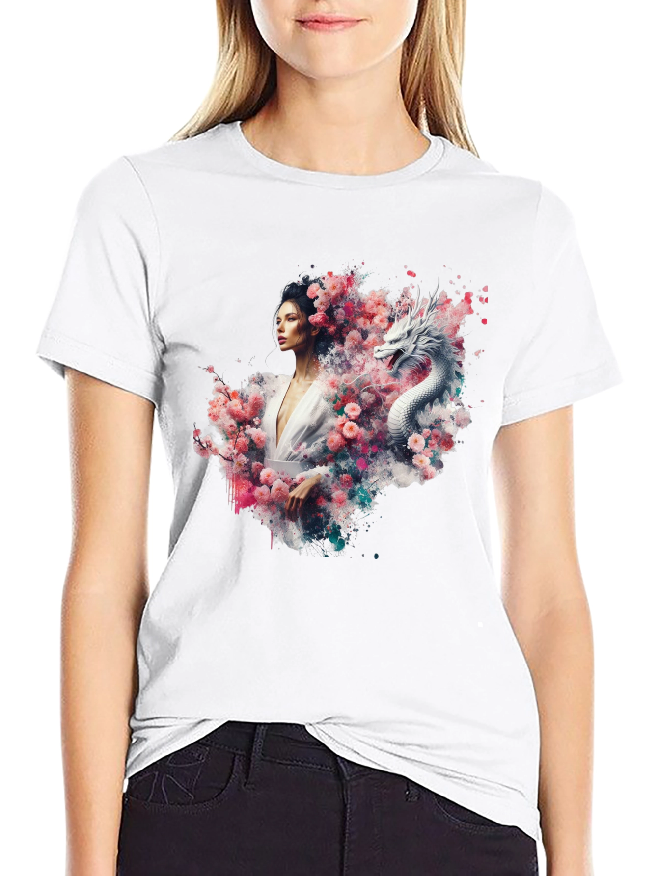 Black Dragon & Woman Graphic Tee view 9