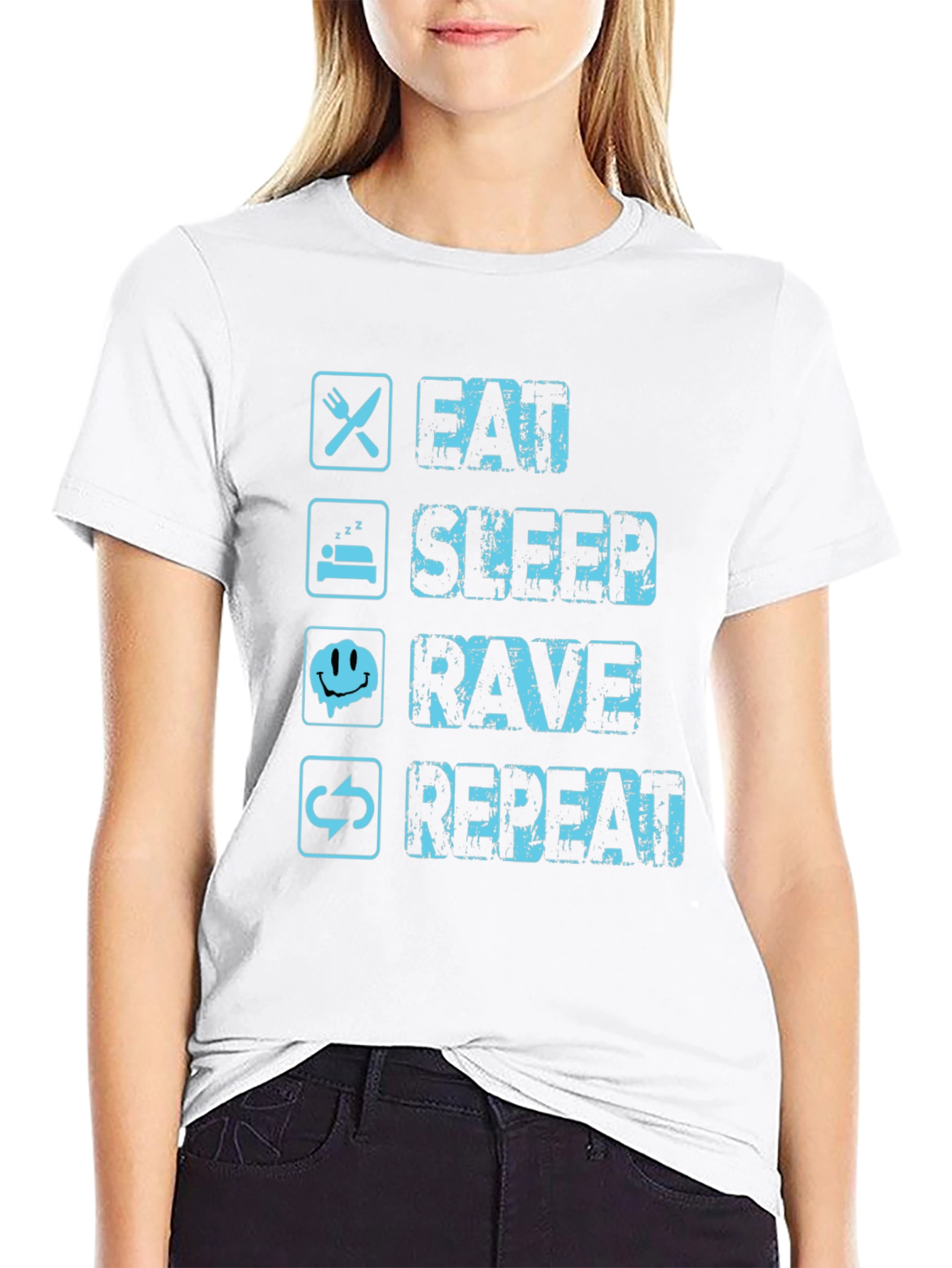 Black Eat Sleep Rave Repeat Graphic Tee view 9