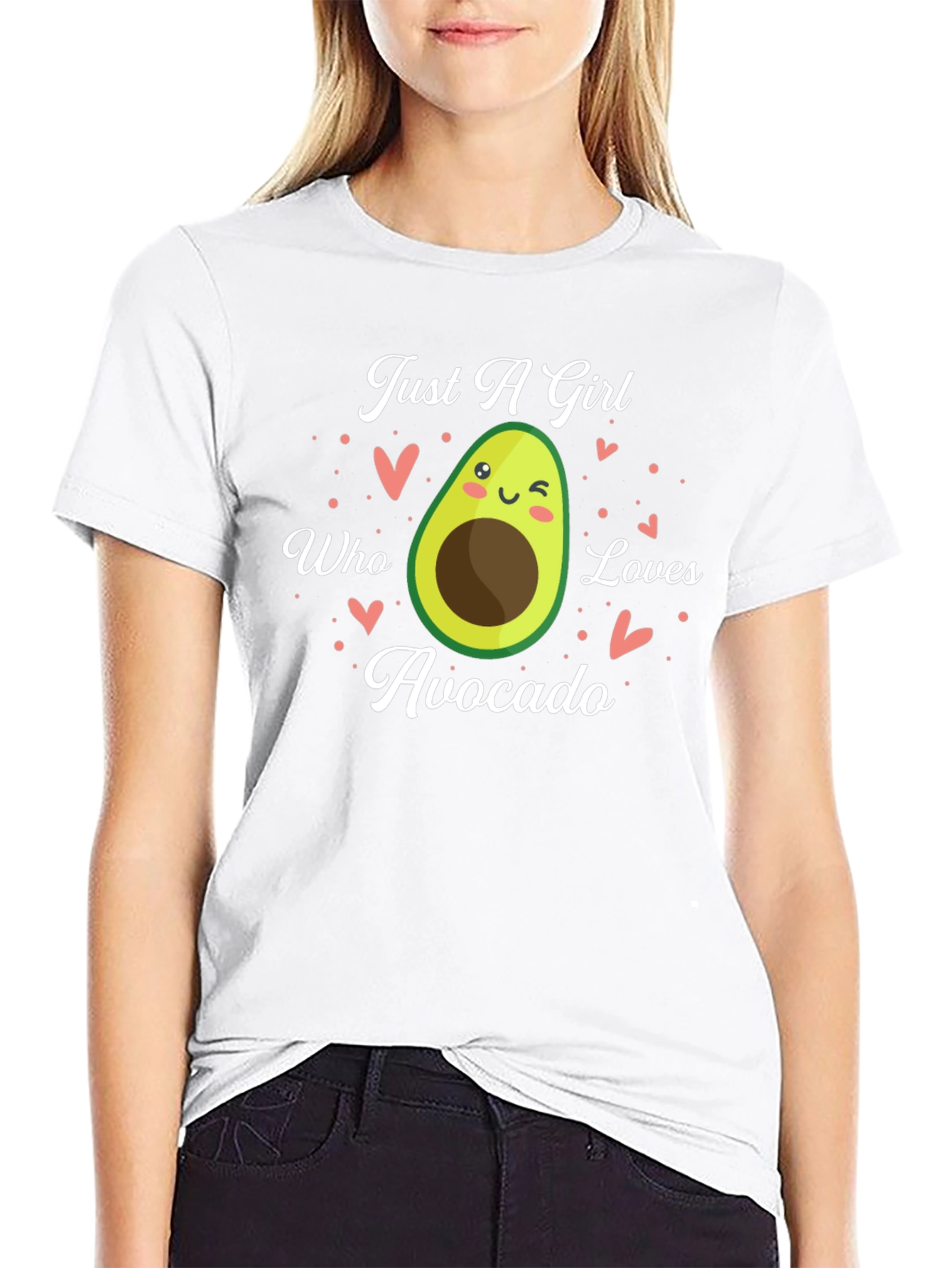 Black Just A Girl Who Loves Avocado Graphic Tee view 9