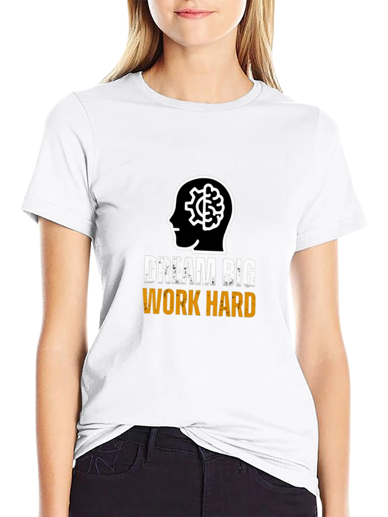 Black Dream Big Work Hard Graphic T-Shirt view 9