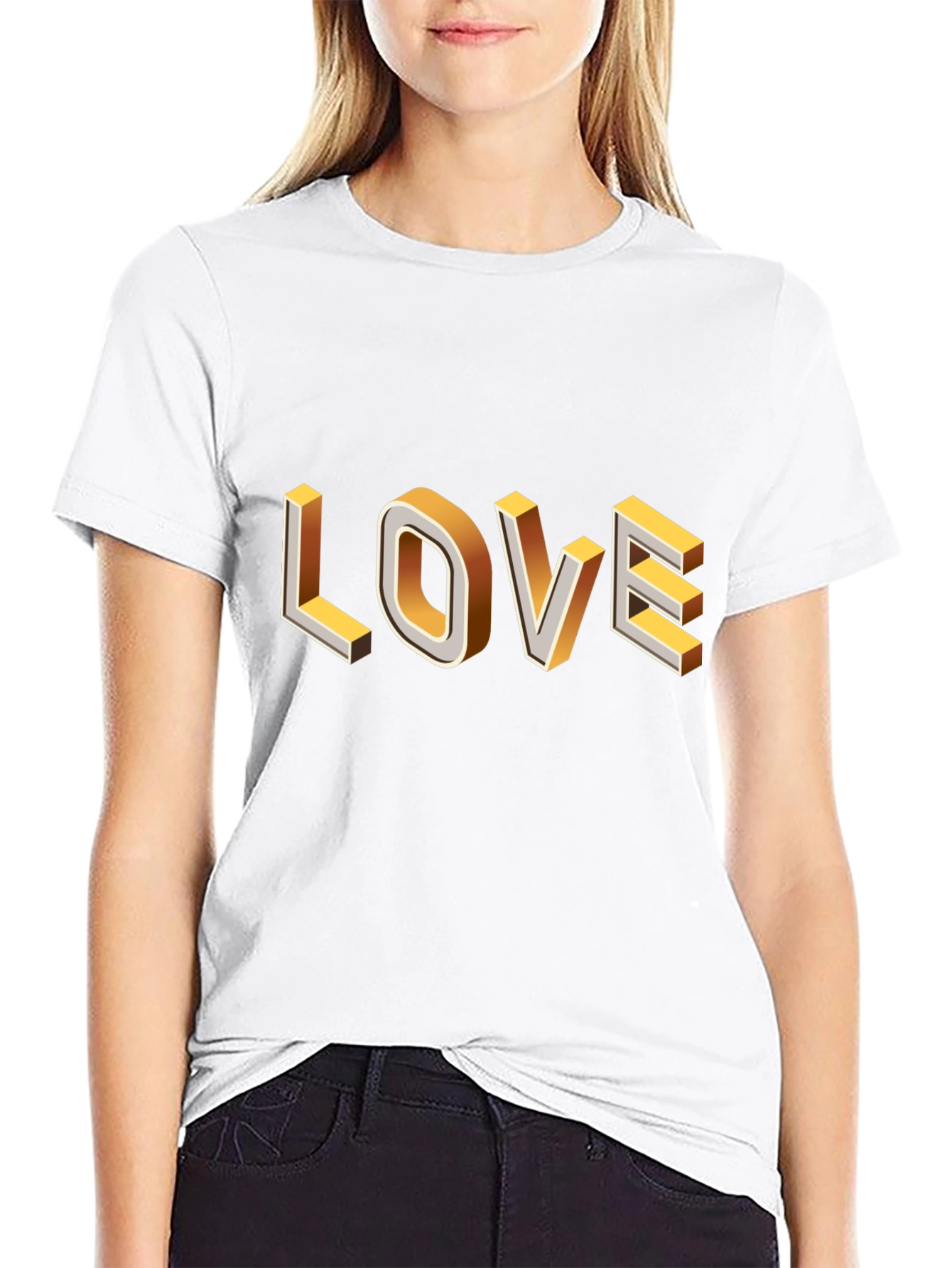 Black Trendy Black T-Shirt with 3D Love Graphic view 9