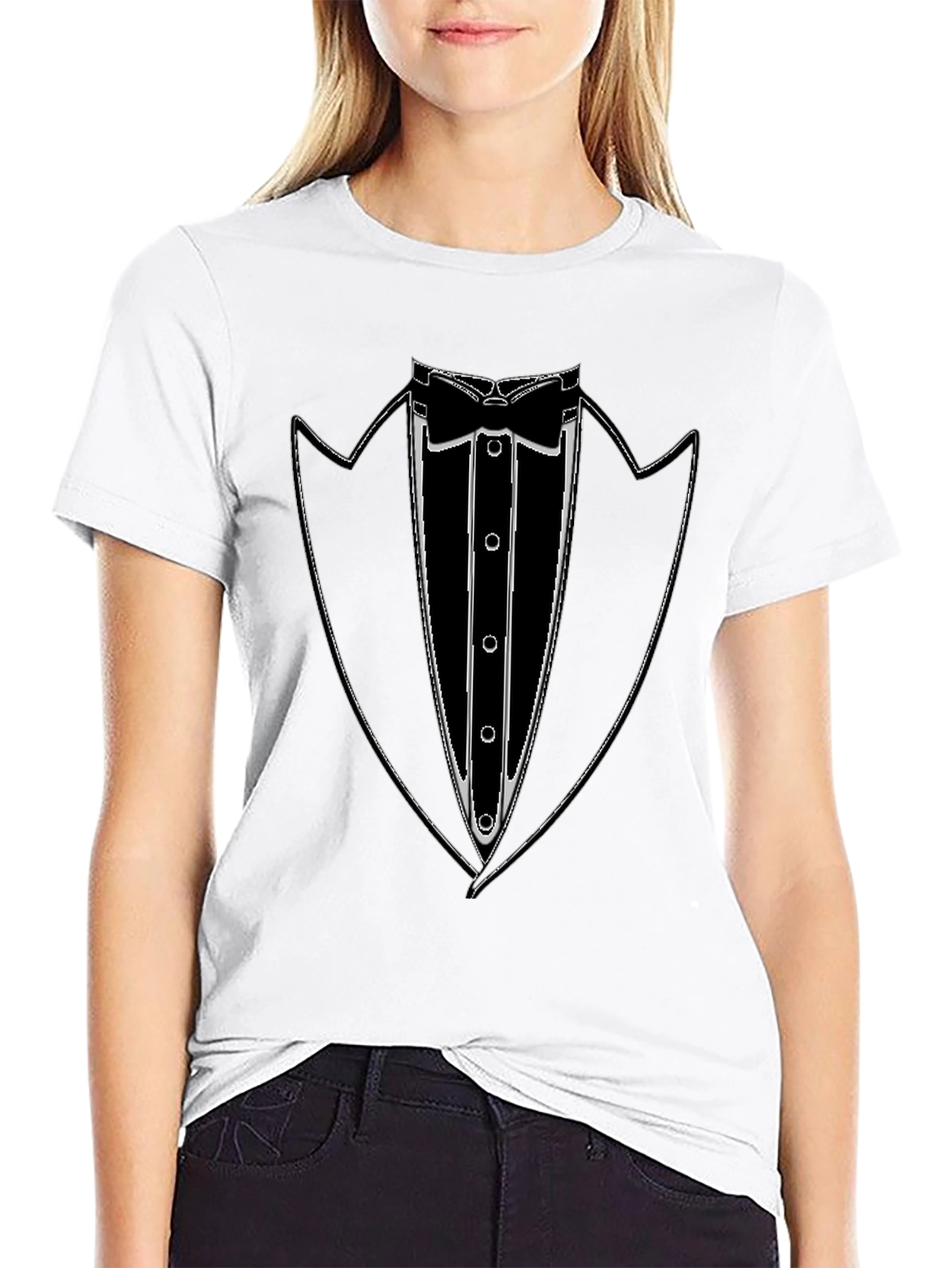 Black Tuxedo T-Shirt - Dressy Casual Style view 9