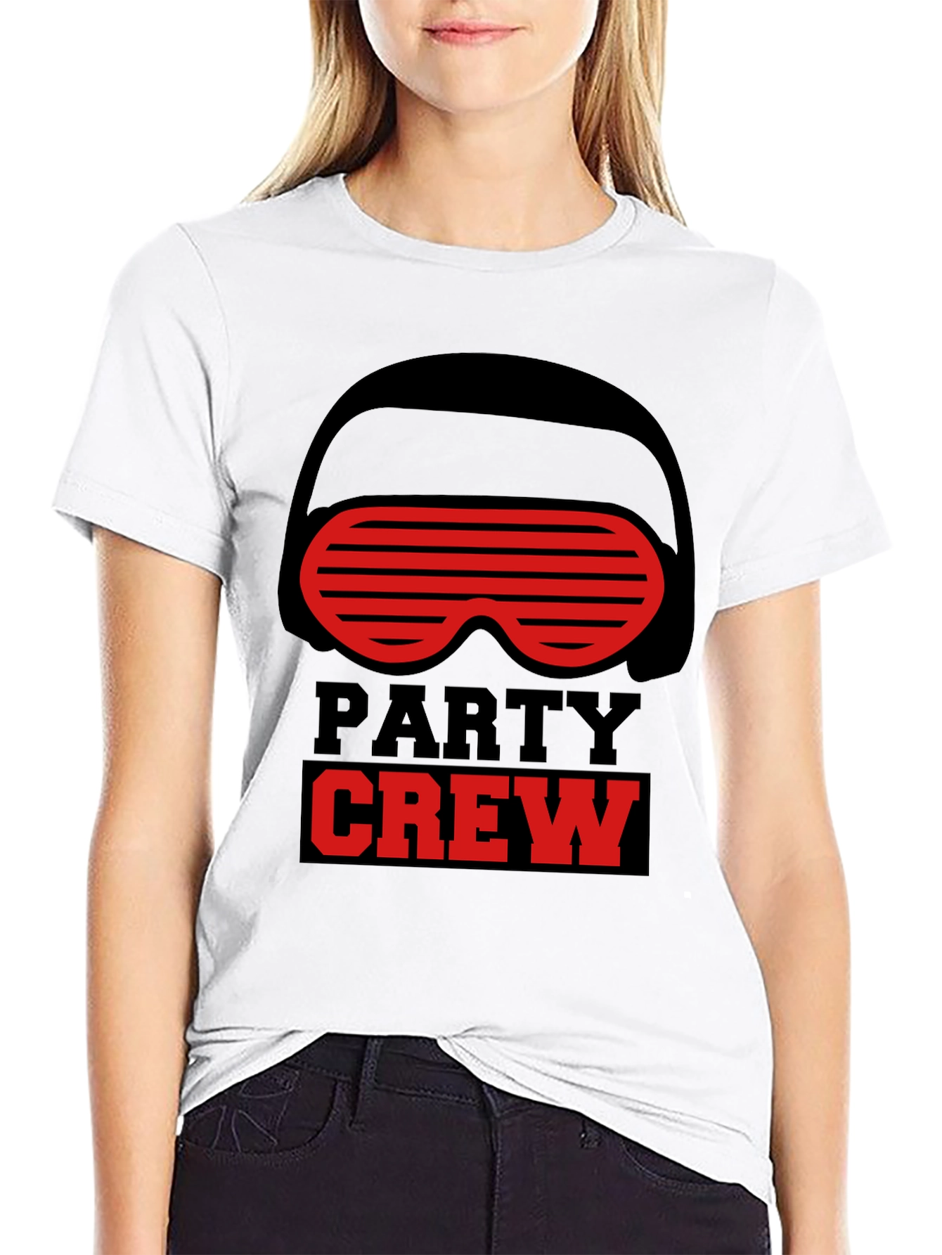 Black Party Crew Graphic T-Shirt - Black Crew Neck Tee view 9