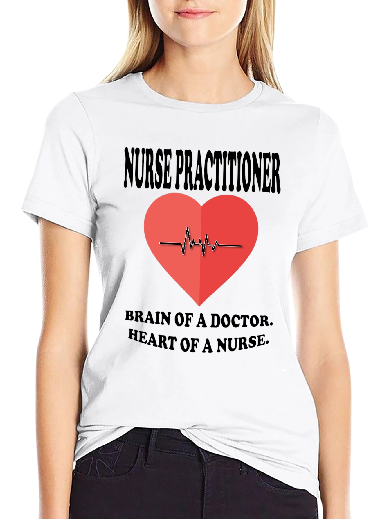 Black Nurse Practitioner Heartbeat T-Shirt view 9